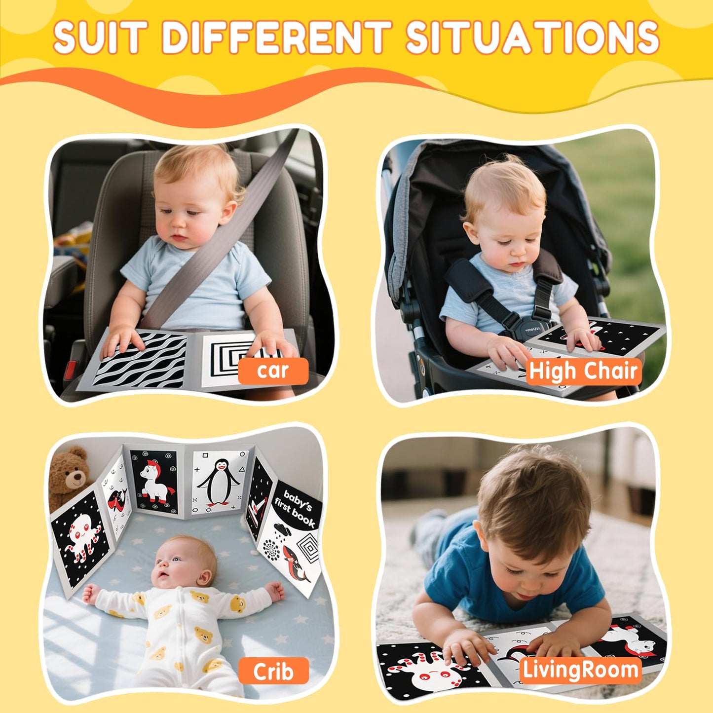 Zikhoobusik High-Contrast Baby Flashcards with Mirror – 0-6 Months