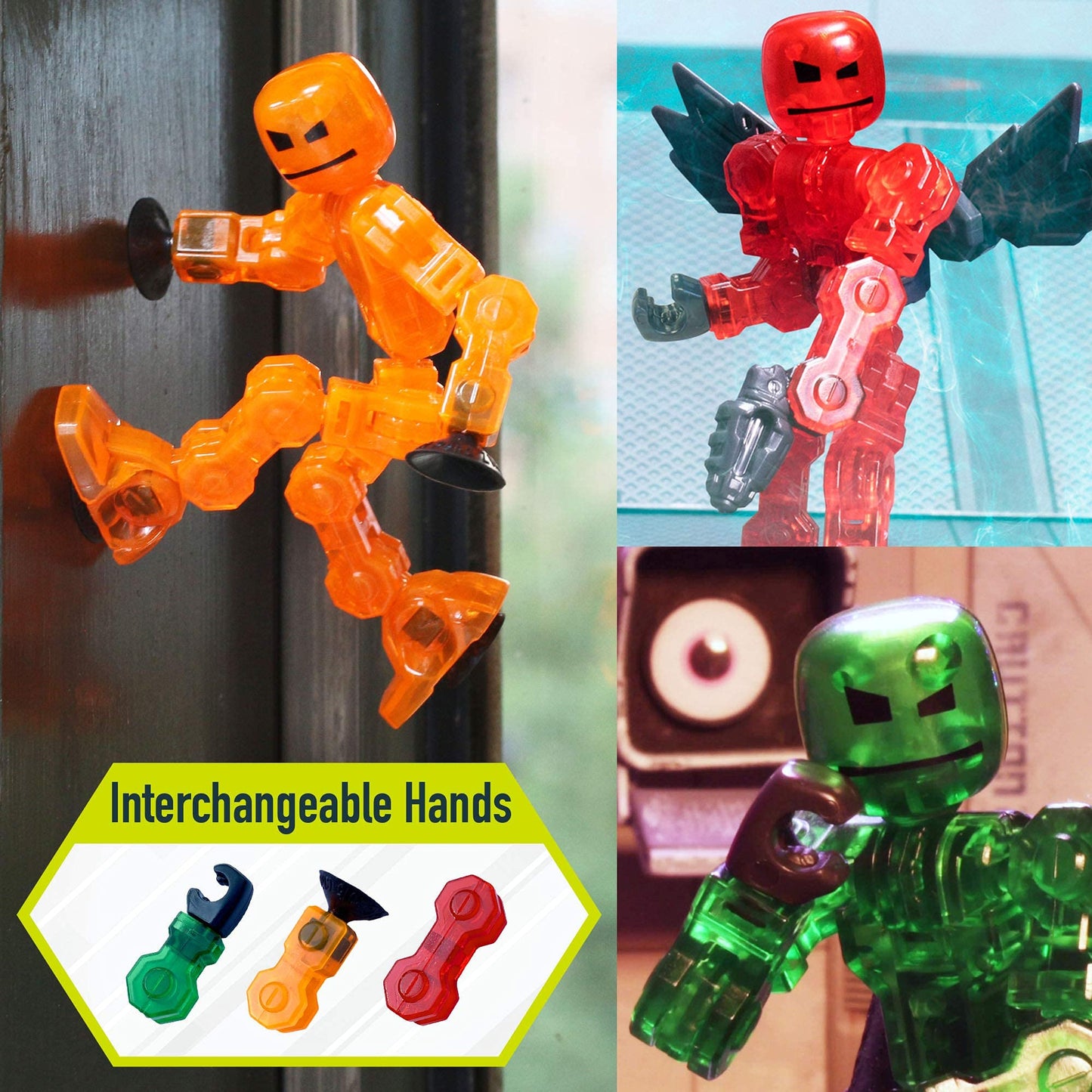 Zing Klikbot Complete Set of 4 Poseable Action Figures – Series 1 Heroes (Translucent)
