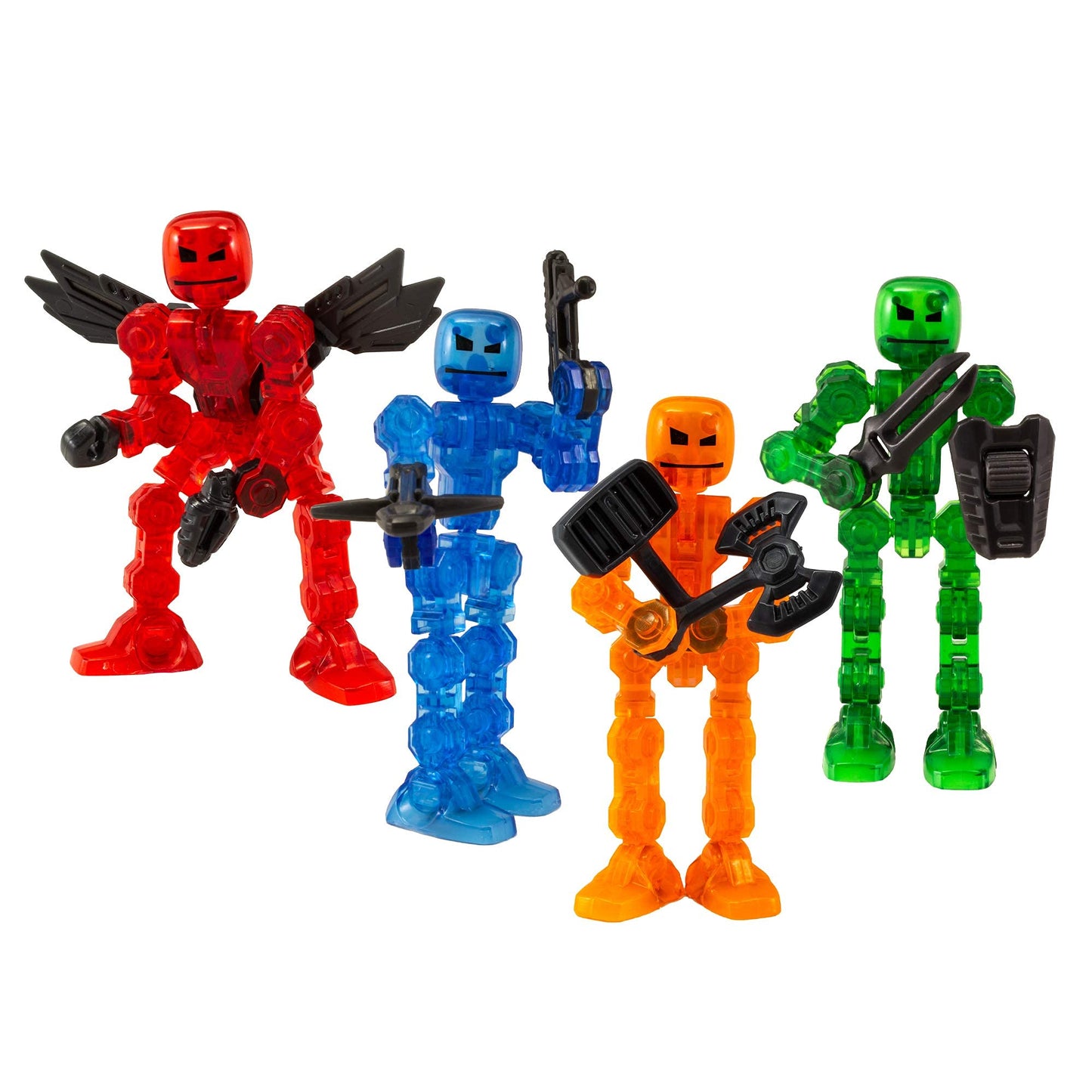 Zing Klikbot Complete Set of 4 Poseable Action Figures – Series 1 Heroes (Translucent)