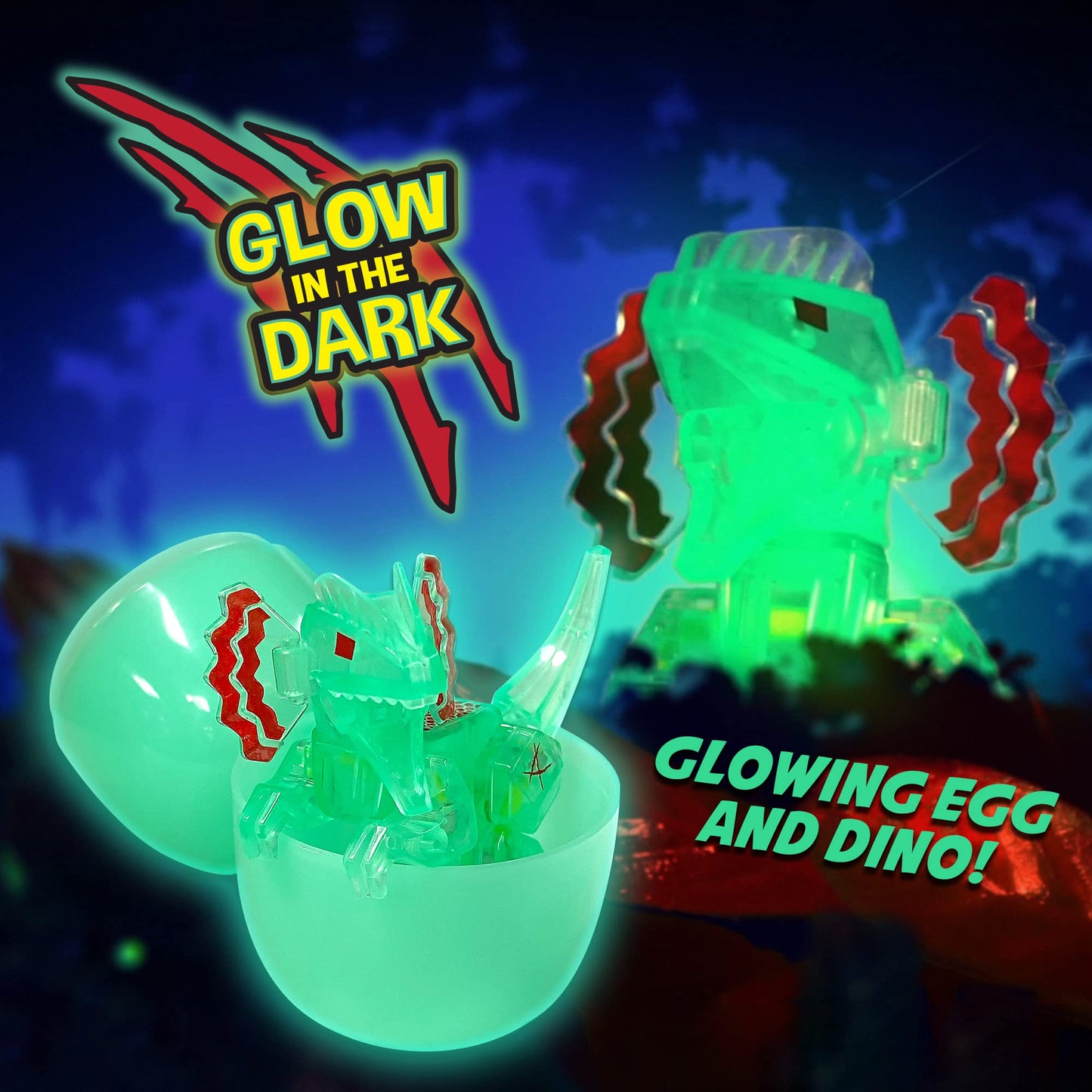 Zing Stikbot Glow in the Dark Dino Egg Pack – 7 Glow Eggs with Dinos & Sticker Sheets