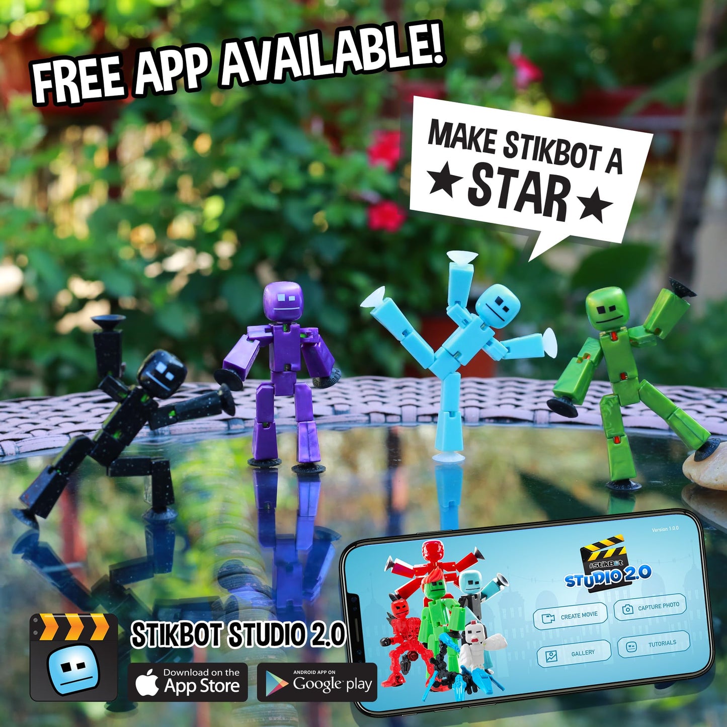 Zing StikBot Single Pack – Ice Blue Figure for Stop Motion Animation, Ages 4+