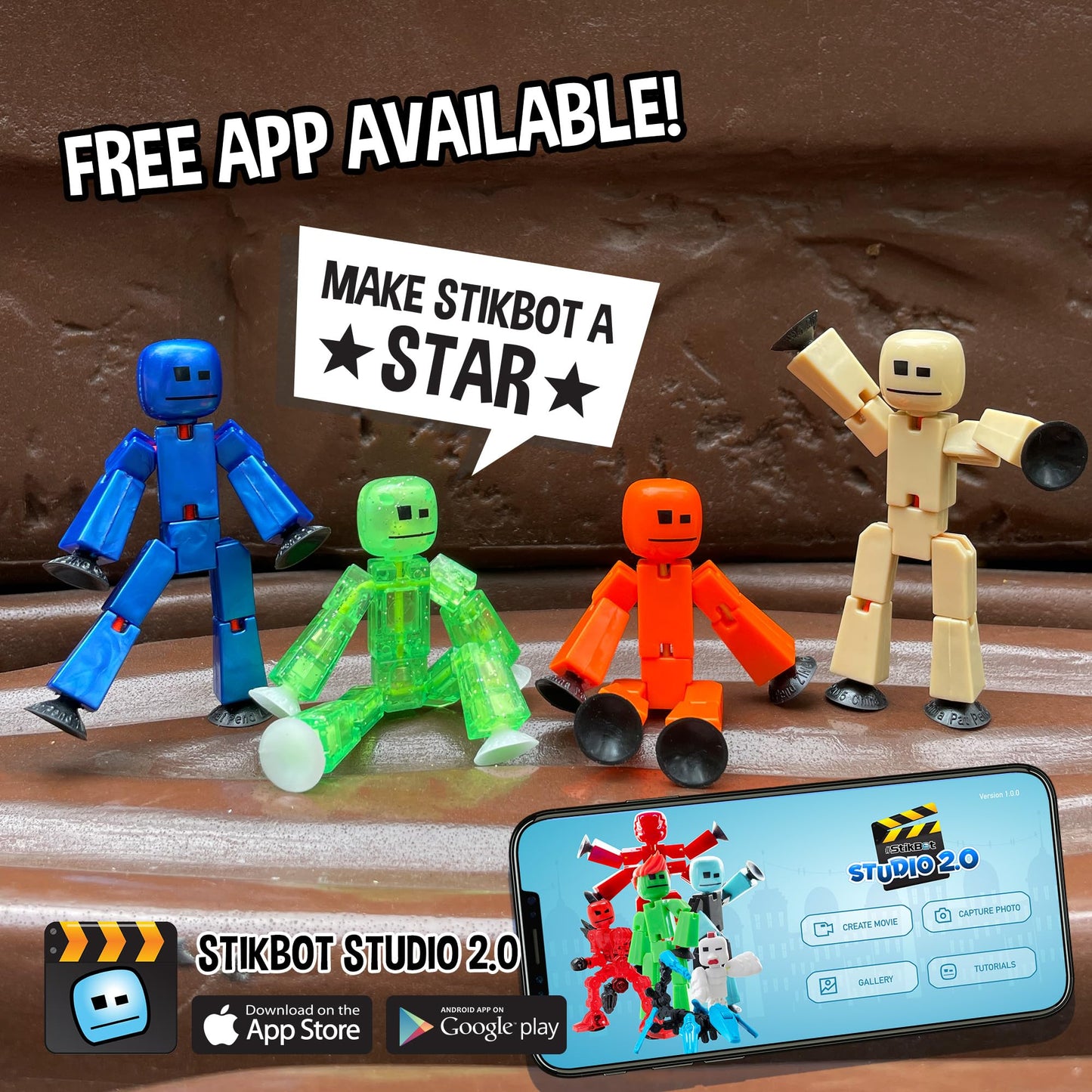 Zing StikBot Single Pack | Poseable Figure for Stop Motion & Studio App — Ages 4+, Metal Blue