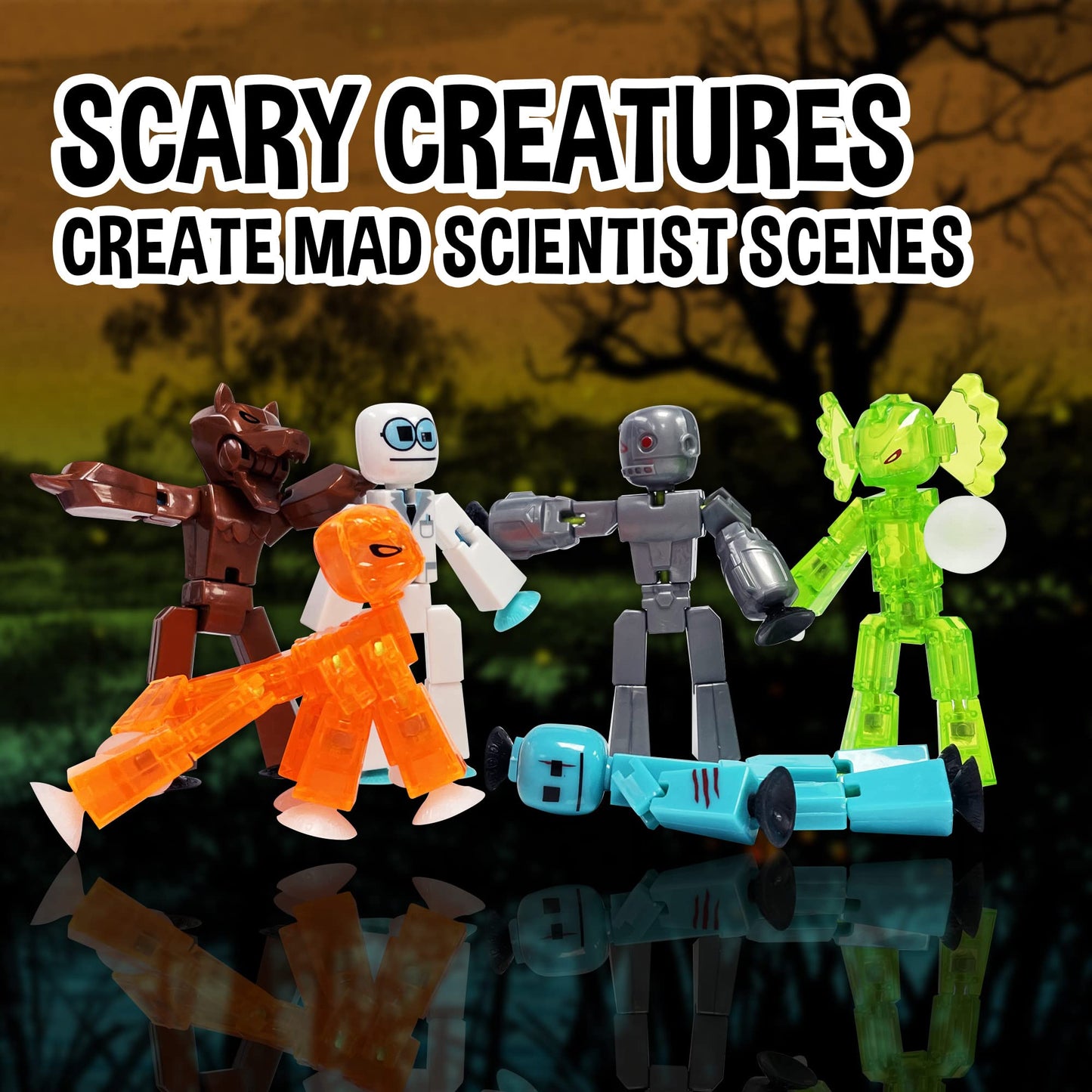 Zing Stikbot Monster Pack – Cyborg & Werewolf 6 Figure Stop Motion Set