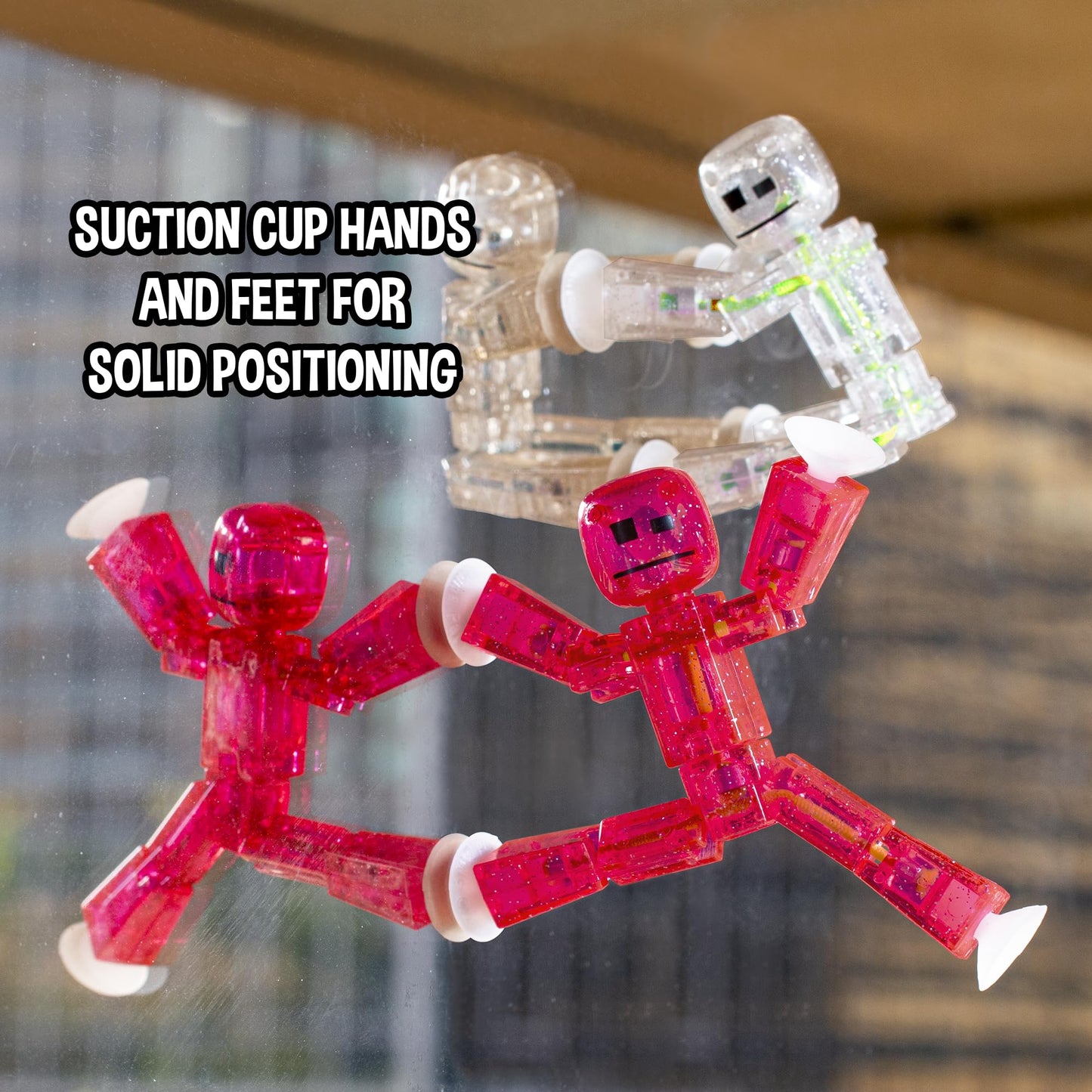 Zing Stikbots: Set of 4 Clear Poseable Figures + Tripod for Stop Motion