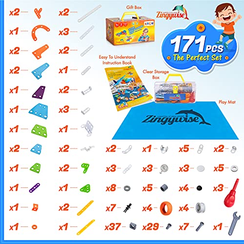 Zingywise STEM Building Toy — 7-in-1, 171-Piece Set for Ages 7–12
