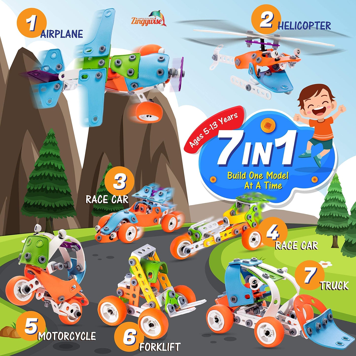 Zingywise STEM Building Toy — 7-in-1, 171-Piece Set for Ages 7–12