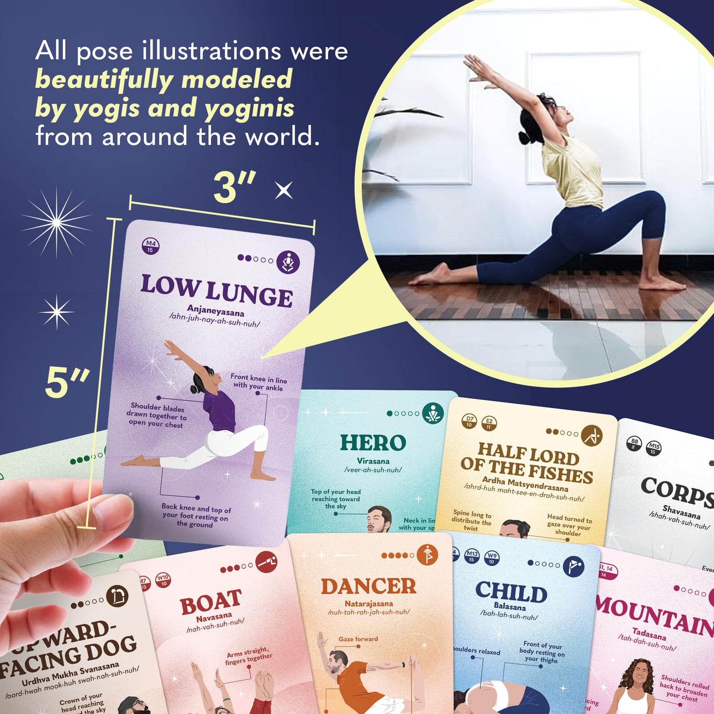 Zinsk 70 Premium Yoga Cards – Pose Flashcards for Beginners to Intermediates with Sequences & Intentions
