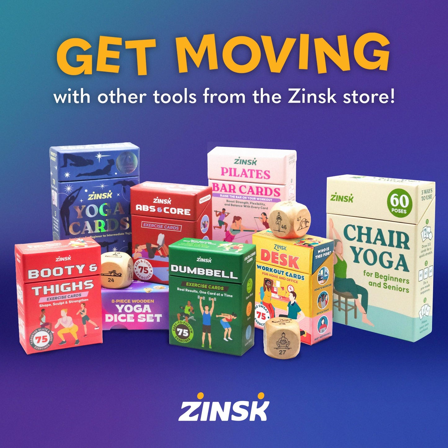 Zinsk 70 Premium Yoga Cards – Pose Flashcards for Beginners to Intermediates with Sequences & Intentions