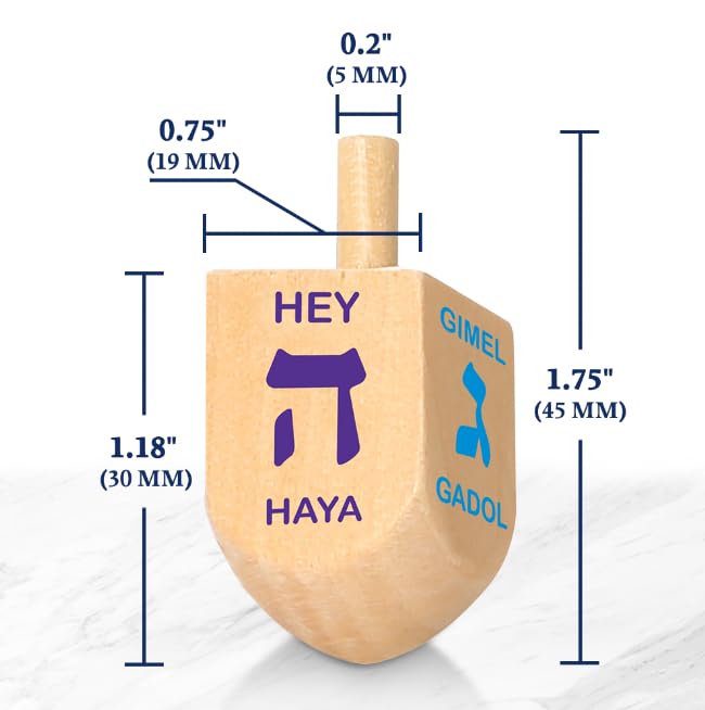 Zion Judaica Wood Dreidels – Medium Bulk Pack, 30 Wooden Hanukkah Dreidels in Zip Bag