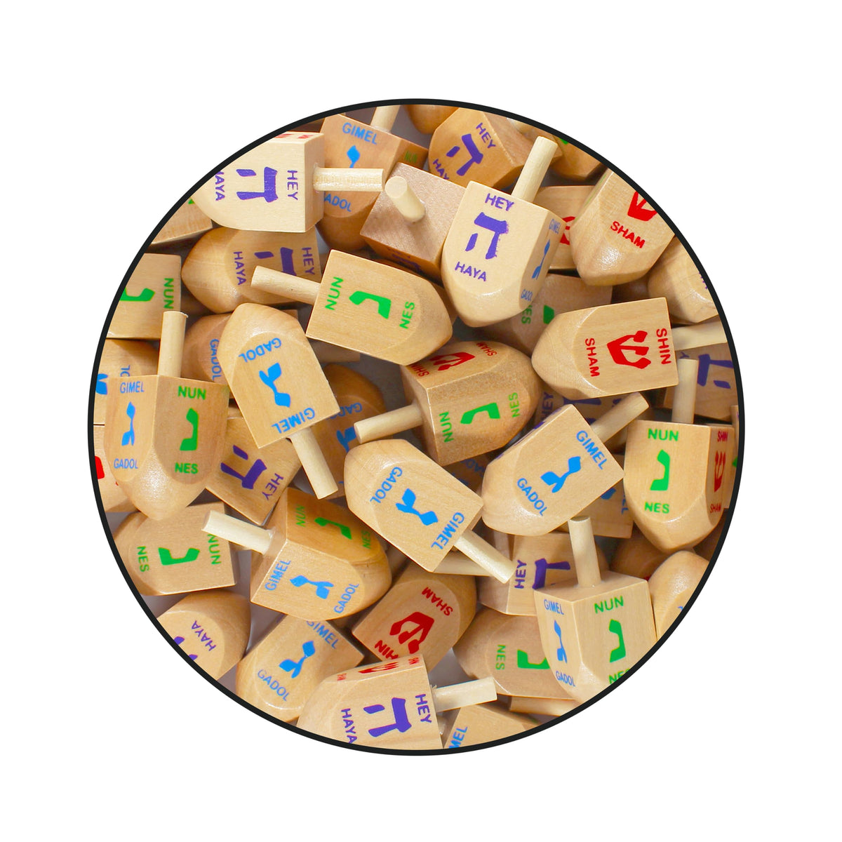 Zion Judaica Wood Dreidels – Medium Bulk Pack, 30 Wooden Hanukkah Dreidels in Zip Bag