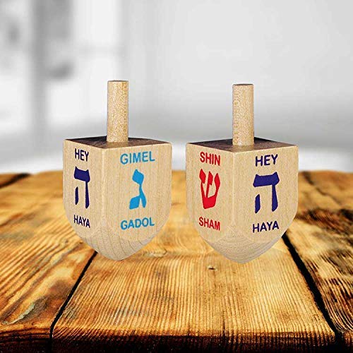 Zion Judaica Wood Dreidels – Medium Bulk Pack, 30 Wooden Hanukkah Dreidels in Zip Bag