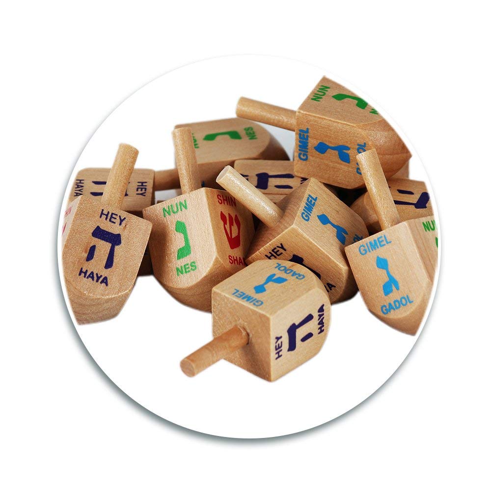 Zion Judaica Wood Dreidels – Medium Bulk Pack, 30 Wooden Hanukkah Dreidels in Zip Bag