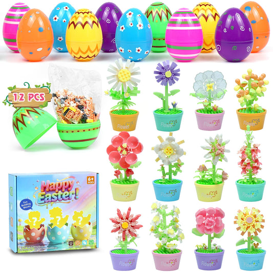 ZIOSINM Easter Basket Stuffers – 12-Pc Mini Animal Building Blocks Kit