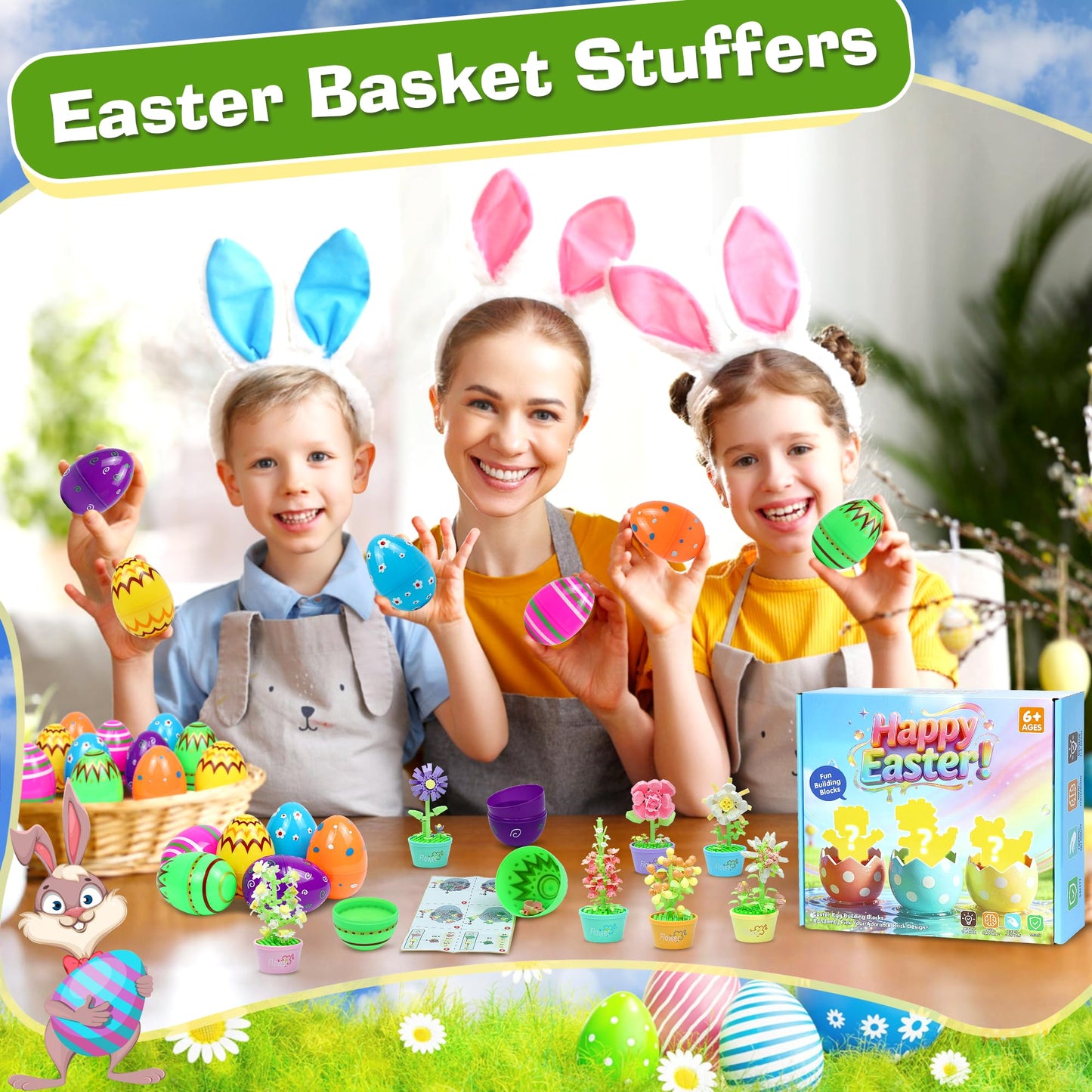 ZIOSINM Easter Basket Stuffers – 12-Pc Mini Animal Building Blocks Kit