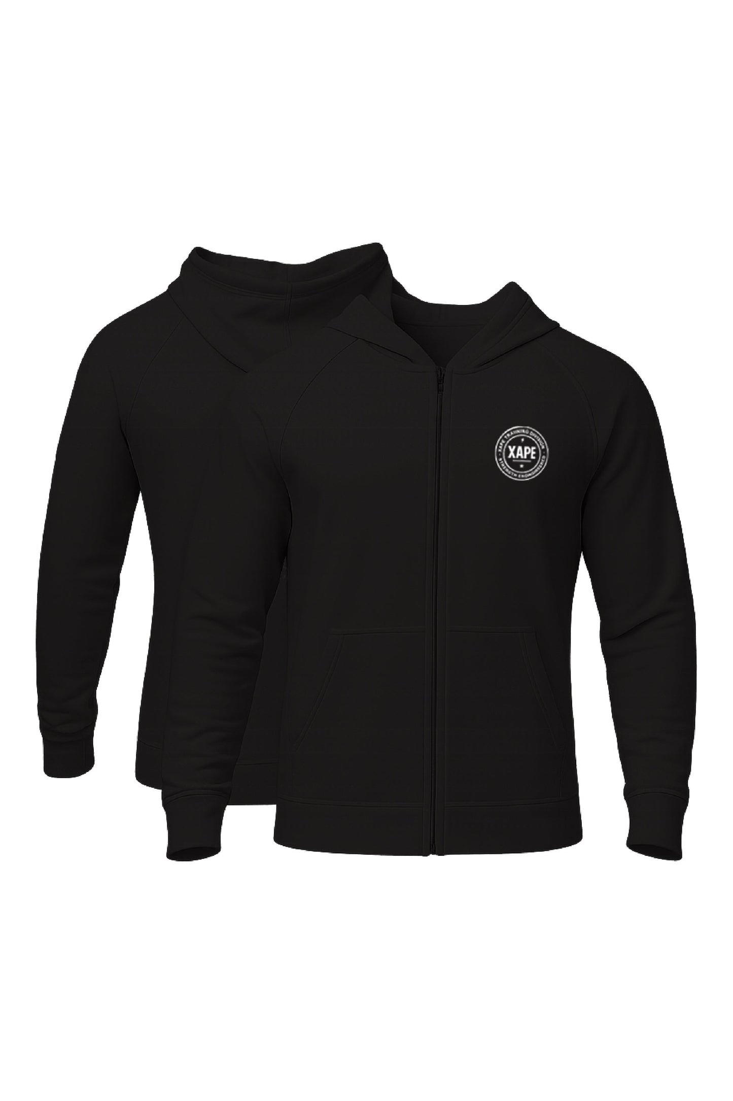 XAPE Classic Badge Logo Oversized Zip Hoodie - Black