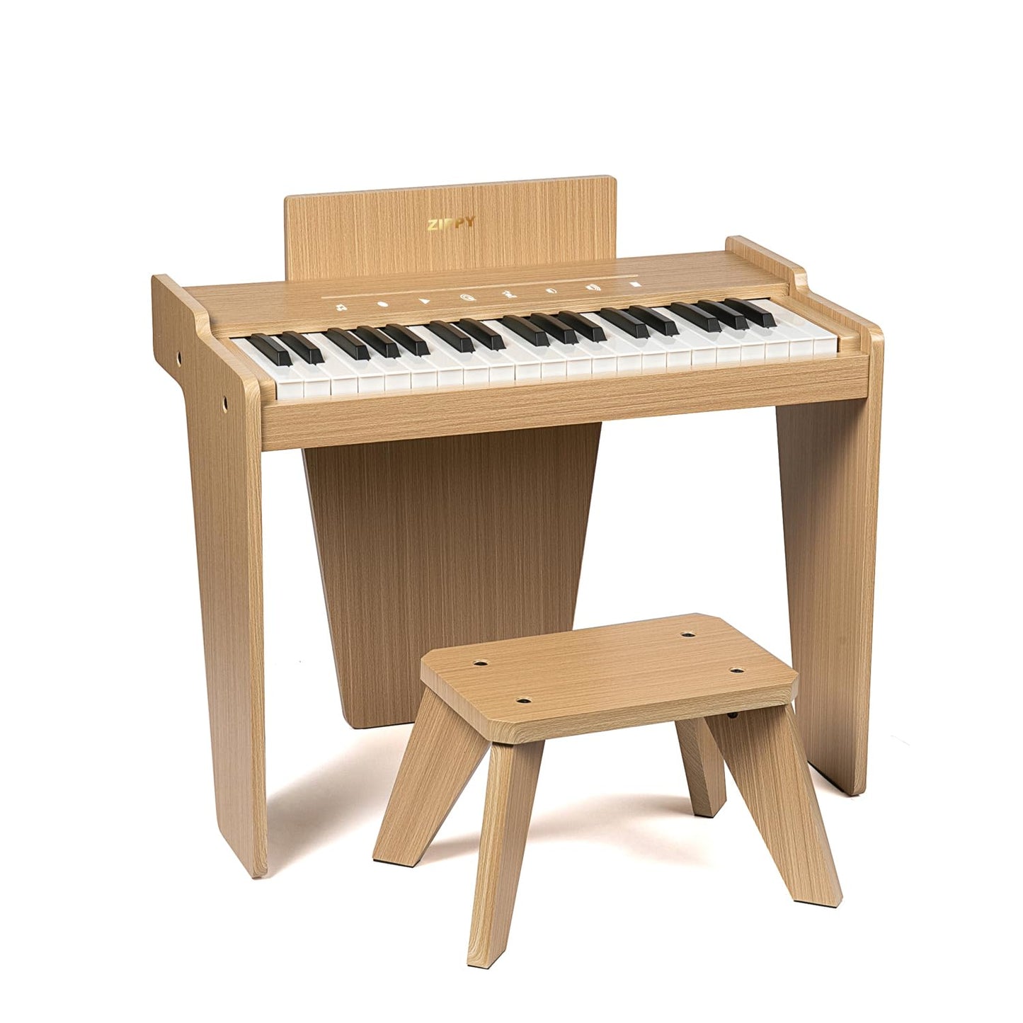 ZIPPY Kids Piano Keyboard – 37 Keys, Touch Panel, Built-in Songs (Oak Plus)