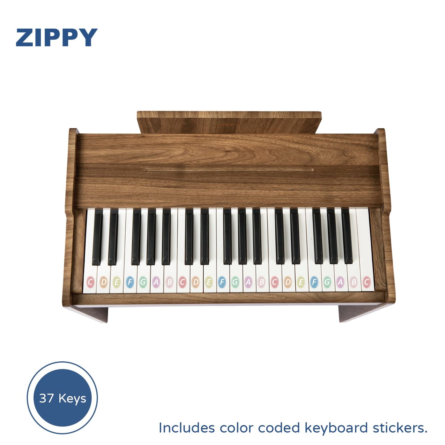 ZIPPY Kids Piano Keyboard — 37 Keys Digital Piano for Kids (Walnut Basic)