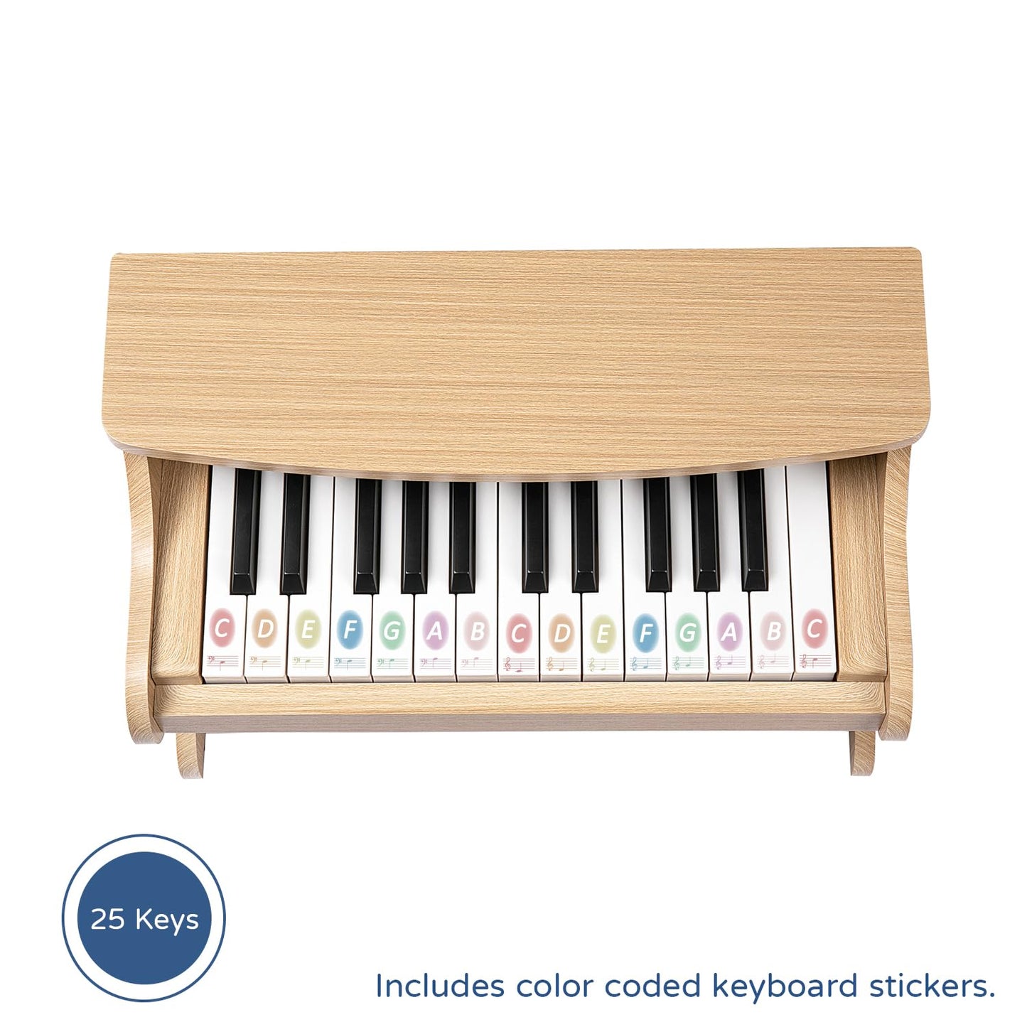 ZIPPY Kids Piano Keyboard – 25-Key Wooden Digital Piano for Kids (Oak)