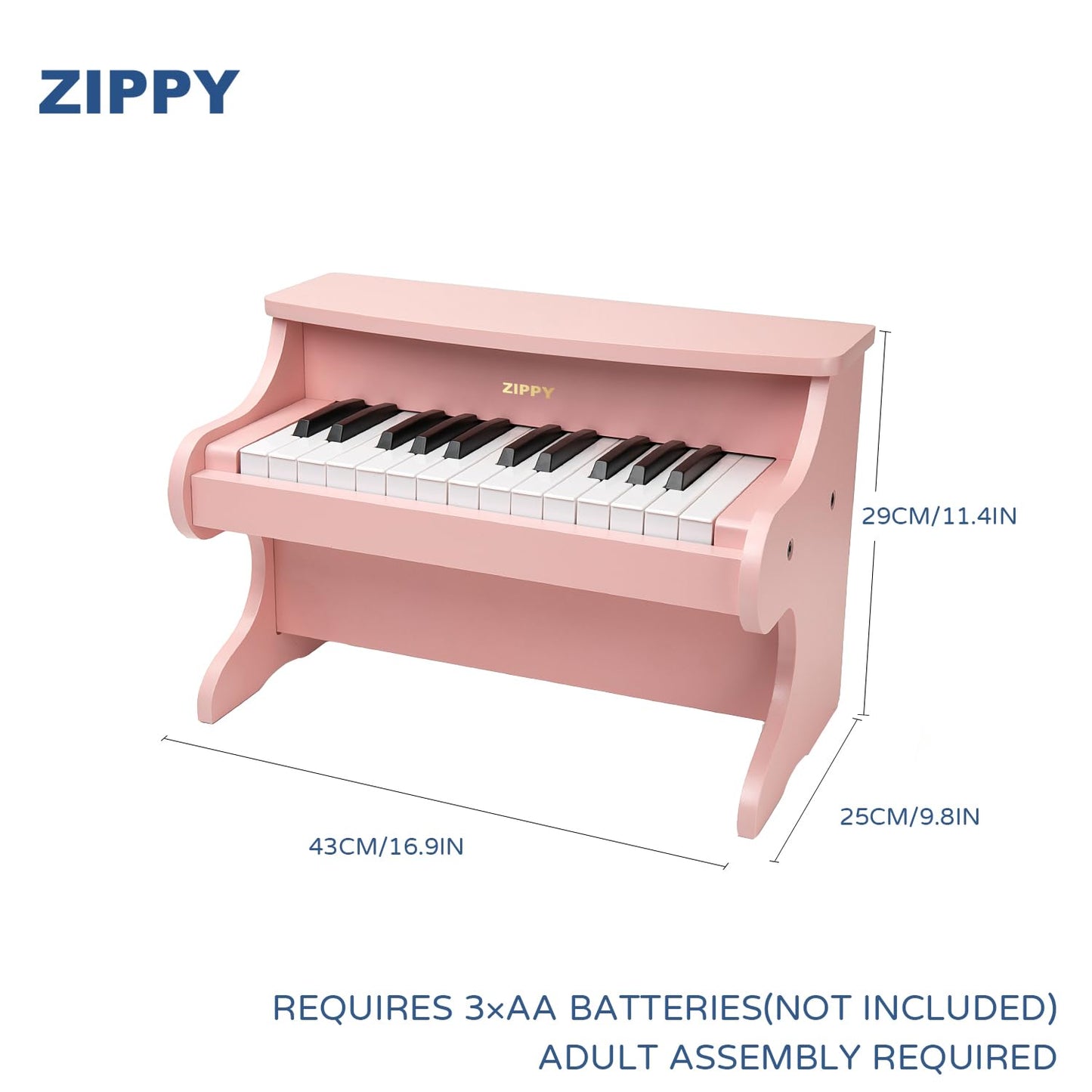 ZIPPY Kids Piano Keyboard – 25 Keys Digital Mini Piano for Kids (Pink)