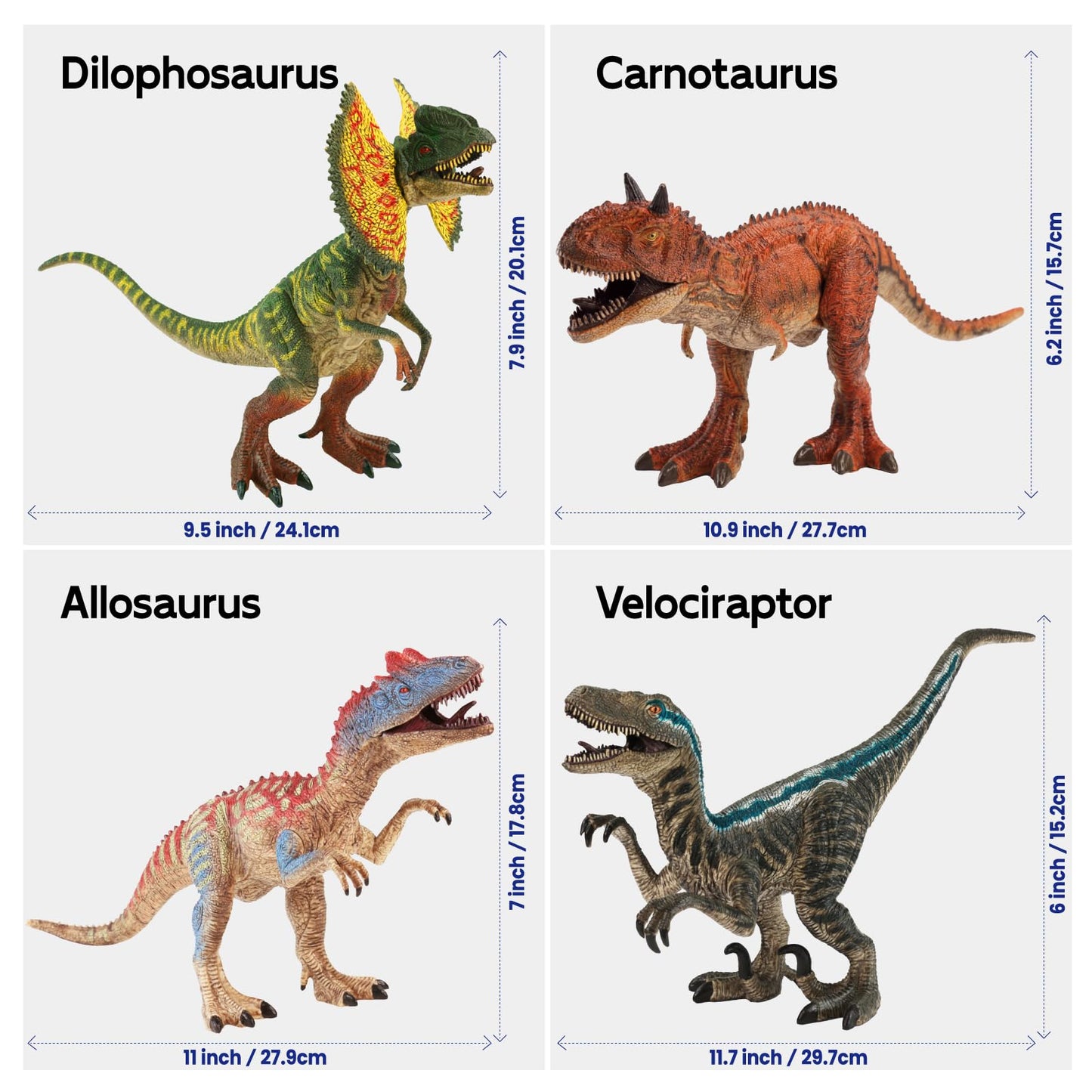 Zippytots 4 Pcs Big Dinosaur Toys for Kids 3-5 | Realistic Figures with Movable Parts & Learning Cards