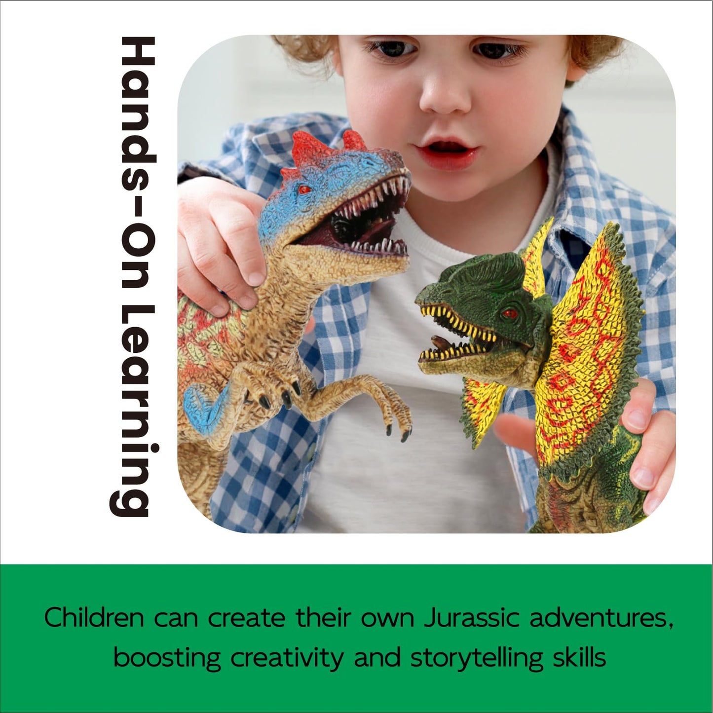 Zippytots 4 Pcs Big Dinosaur Toys for Kids 3-5 | Realistic Figures with Movable Parts & Learning Cards