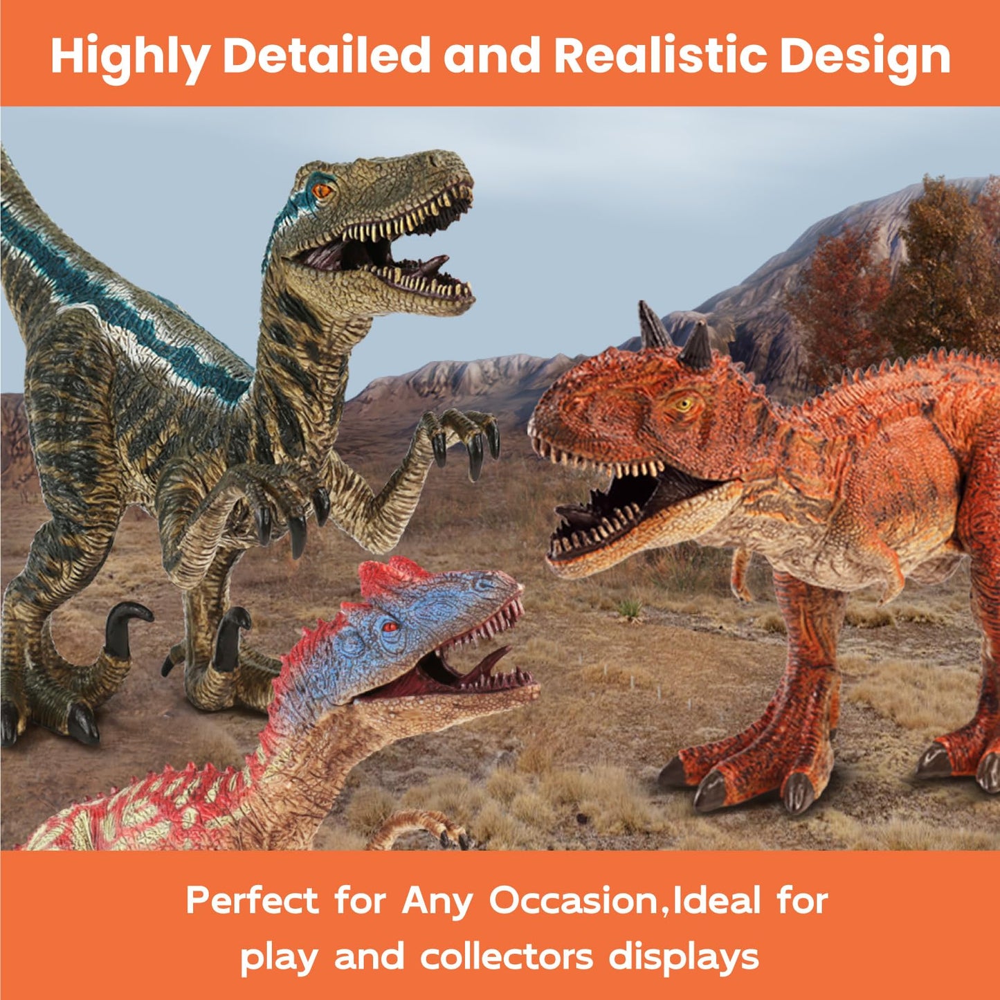 Zippytots 4 Pcs Big Dinosaur Toys for Kids 3-5 | Realistic Figures with Movable Parts & Learning Cards