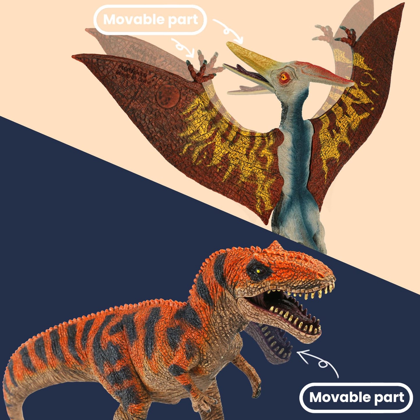 Zippytots 4 PCS Large Dinosaur Toys for Kids 3-5 & 5-7 | Realistic Figures with Movable Parts & Learning Cards