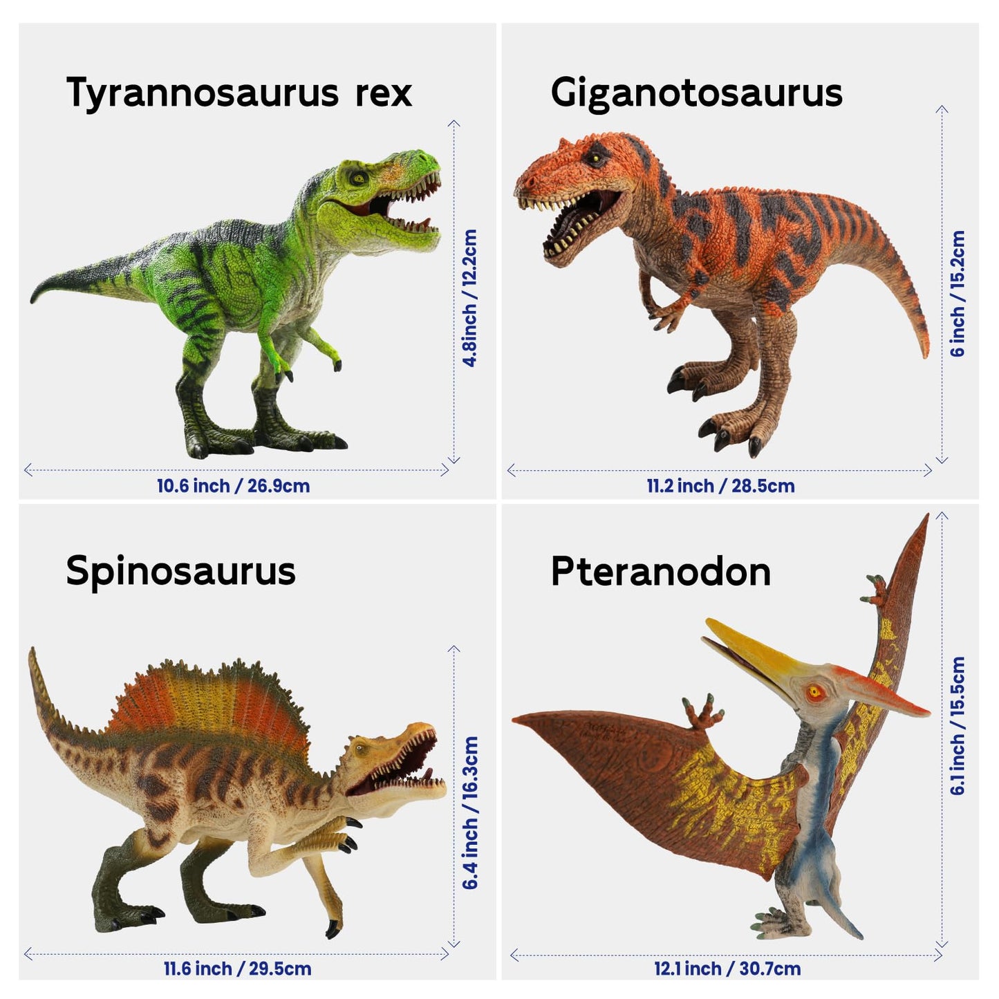 Zippytots 4 PCS Large Dinosaur Toys for Kids 3-5 & 5-7 | Realistic Figures with Movable Parts & Learning Cards