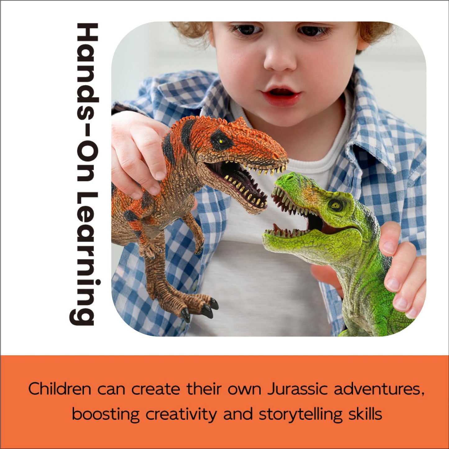 Zippytots 4 PCS Large Dinosaur Toys for Kids 3-5 & 5-7 | Realistic Figures with Movable Parts & Learning Cards