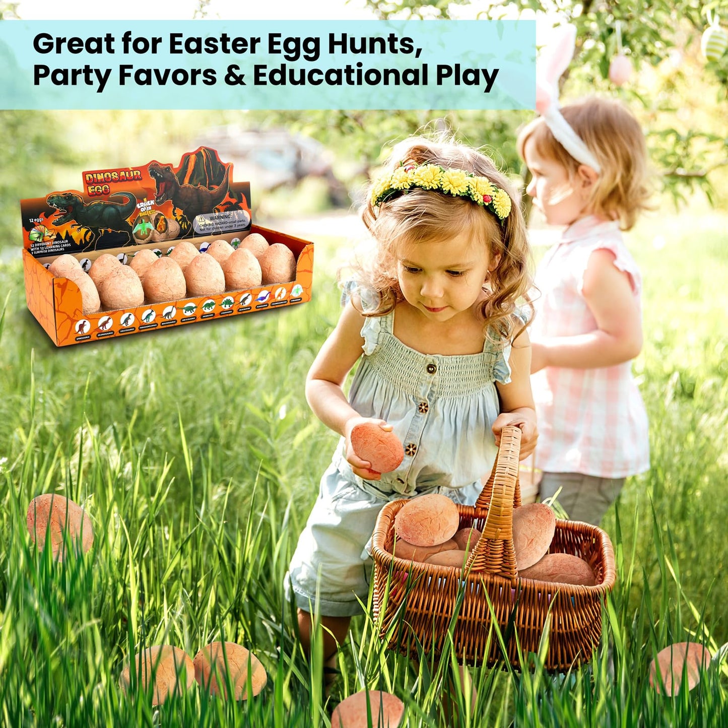 Zippytots Dino Egg Dig Kit – 12 Dinosaur Eggs, Glow, Color-Changing Dino & STEM Archaeology Kit for Kids 3-8