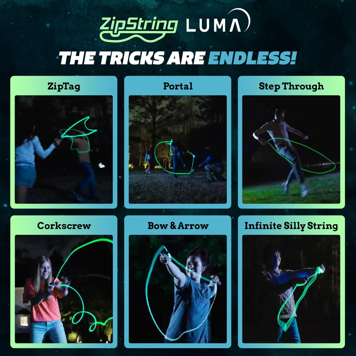 ZipString Luma Replacement Strings – 5-Pack UV Glow Rope Launcher Strings (Glow-in-the-Dark)