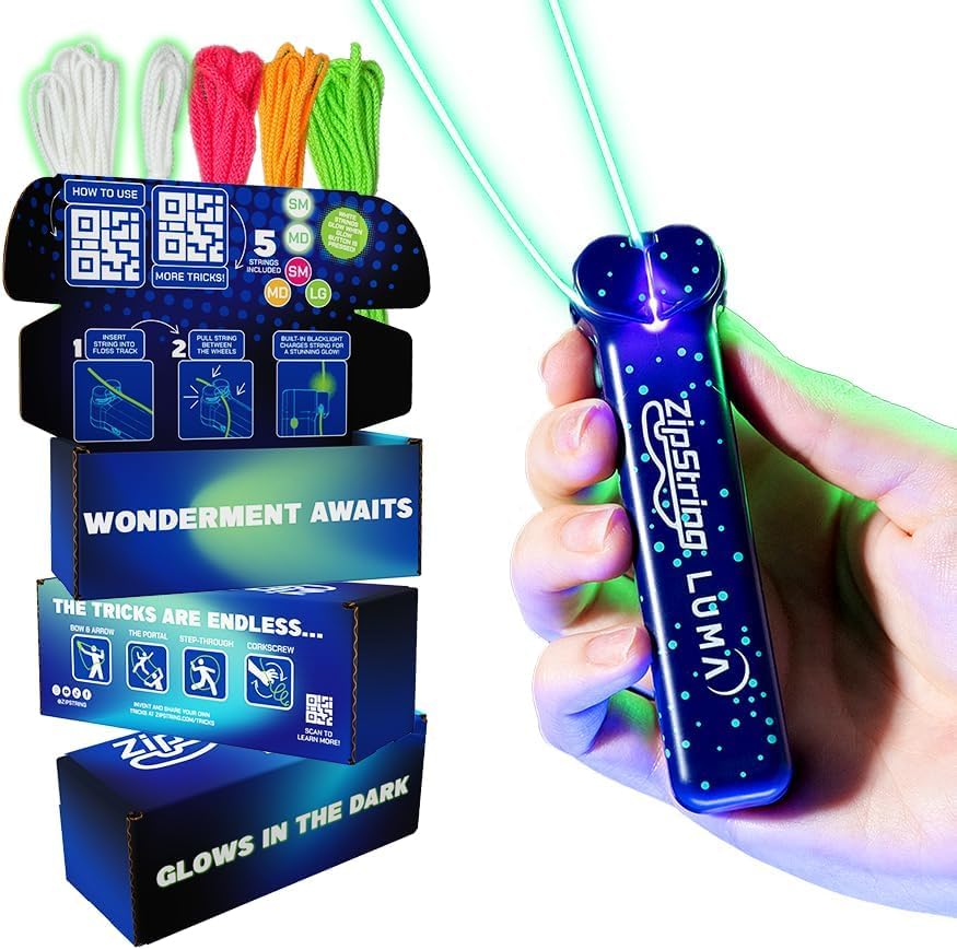 ZipString Luma: Glow-in-The-Dark String Toy with LED, USB-C Rechargeable
