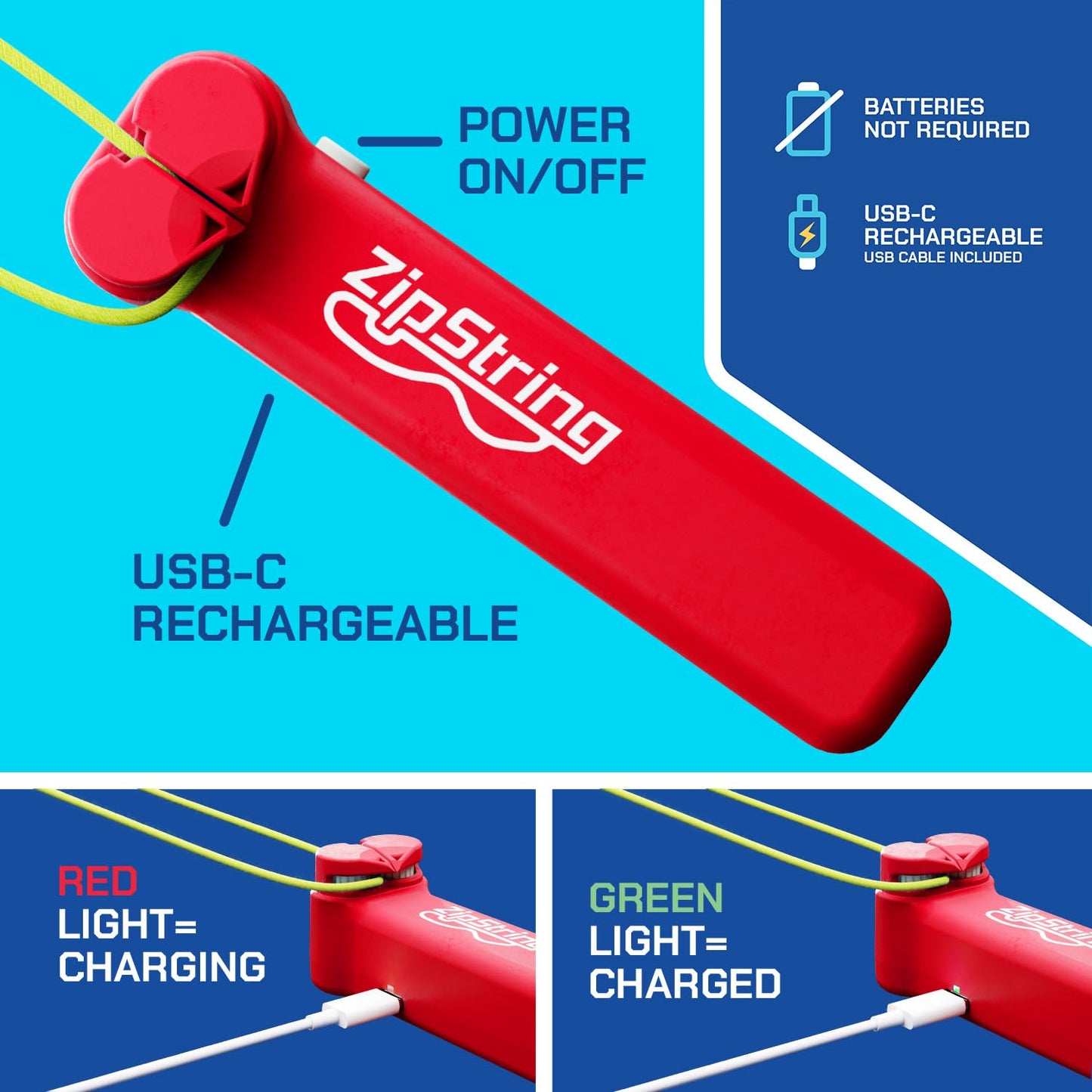ZipString Original Rope Launcher Toy | Shark Tank Featured | Fun for All Ages | Rock'it Red