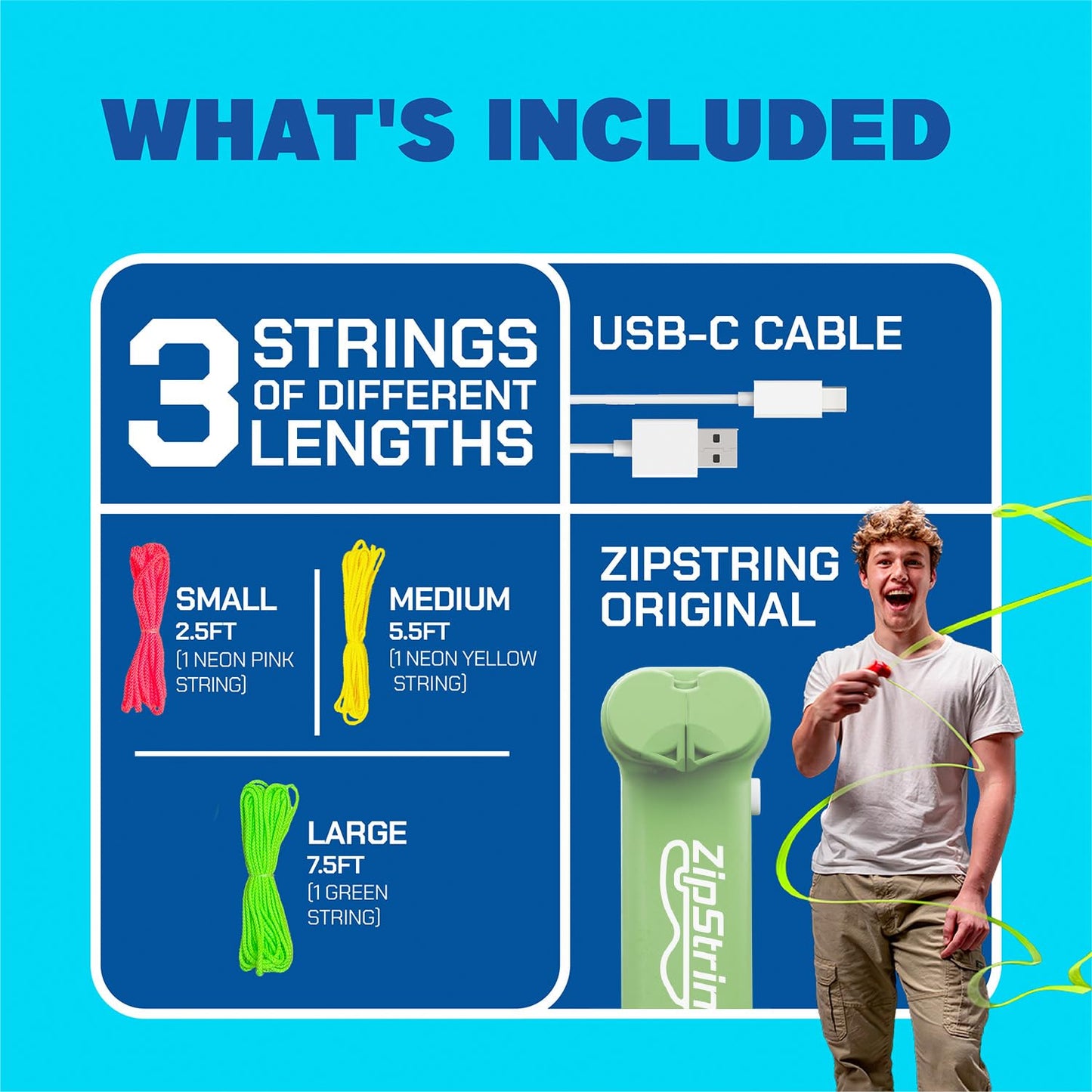 ZipString Original – As Seen on Shark Tank – Classic Rope Launcher Toy in Luscious Lime