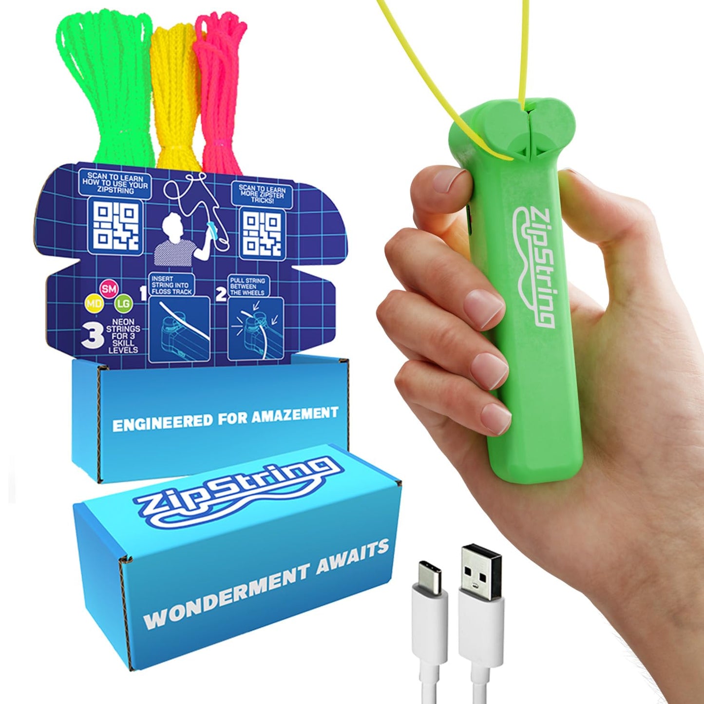 ZipString Original – As Seen on Shark Tank – Classic Rope Launcher Toy in Luscious Lime