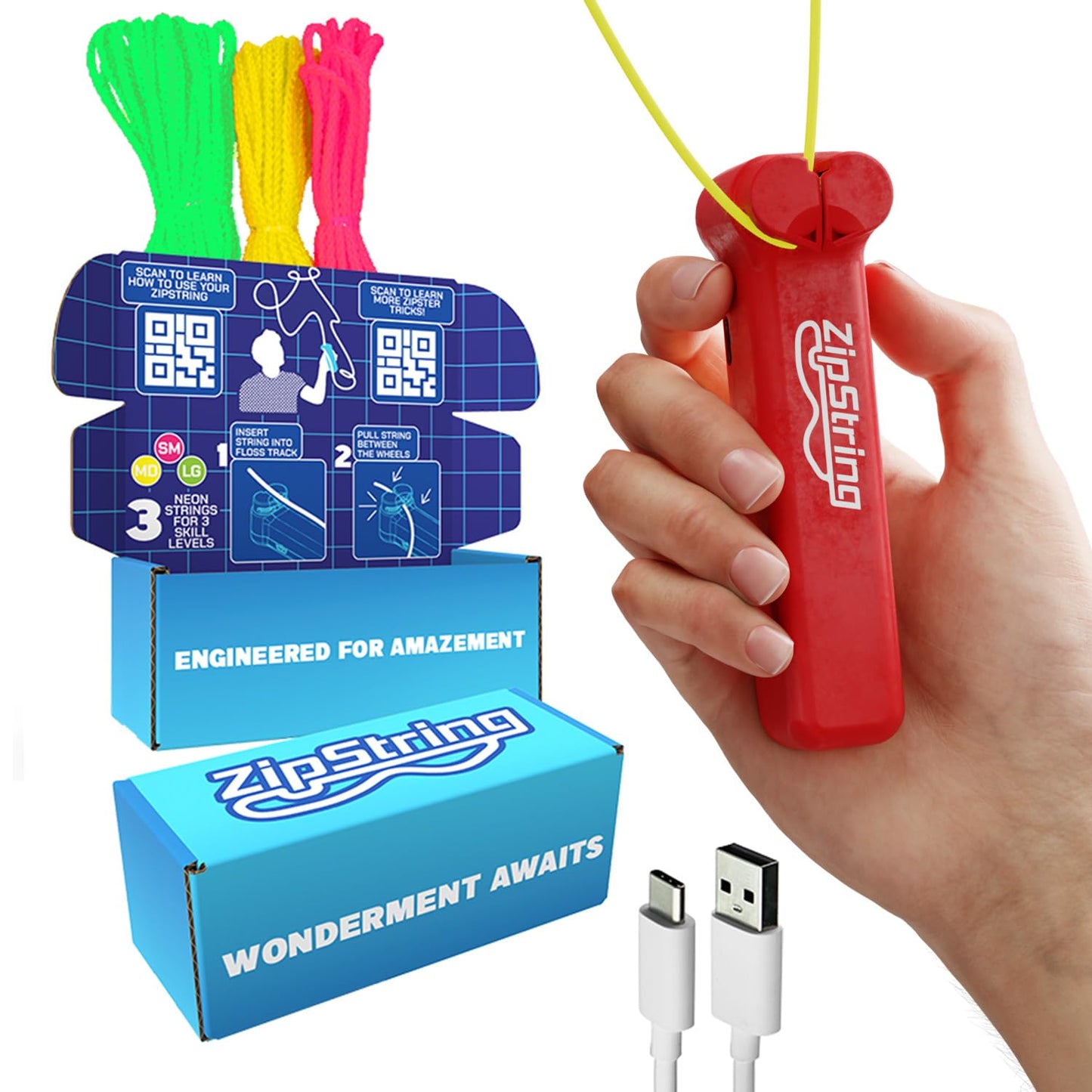 ZipString Original Rope Launcher Toy | Shark Tank Featured | Fun for All Ages | Rock'it Red