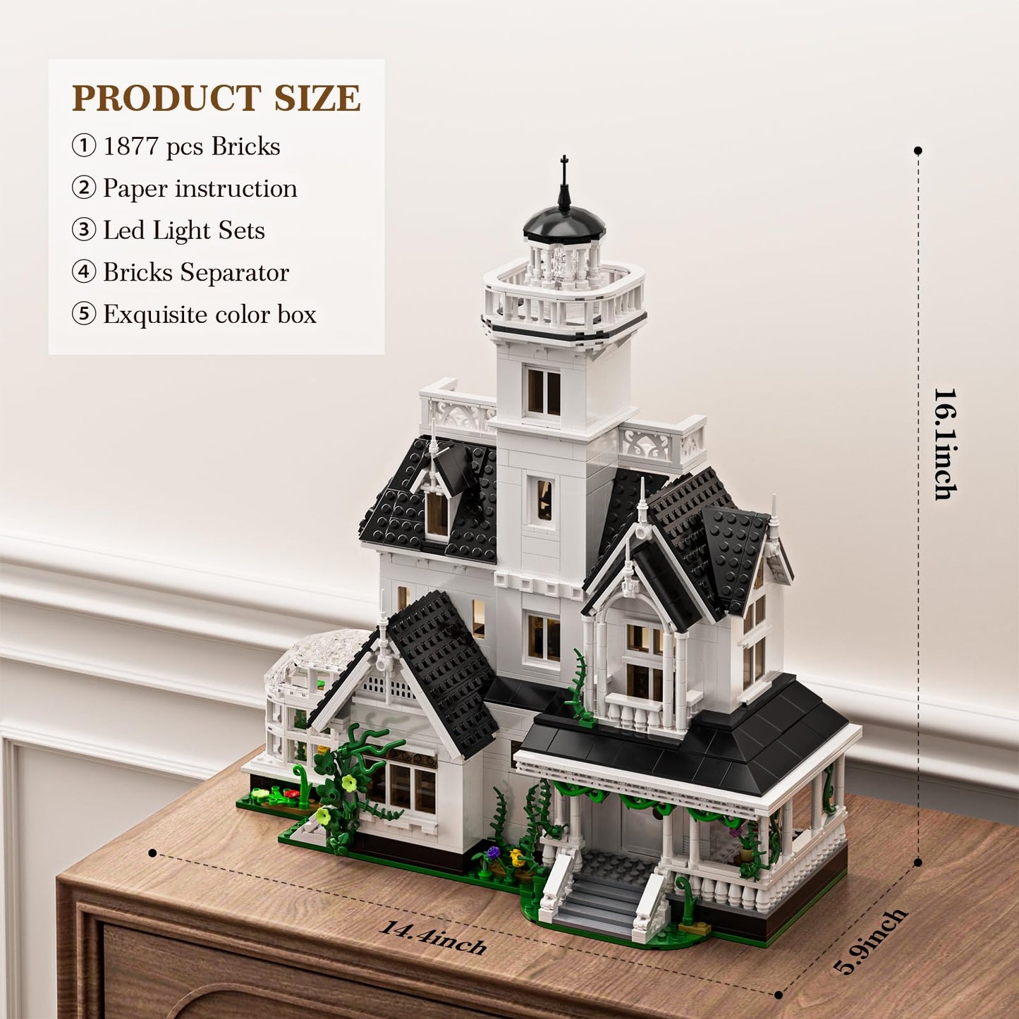ZIQILIGHTING Magic House Building Set with LED Light – Owens House 1877-Piece Architecture Kit