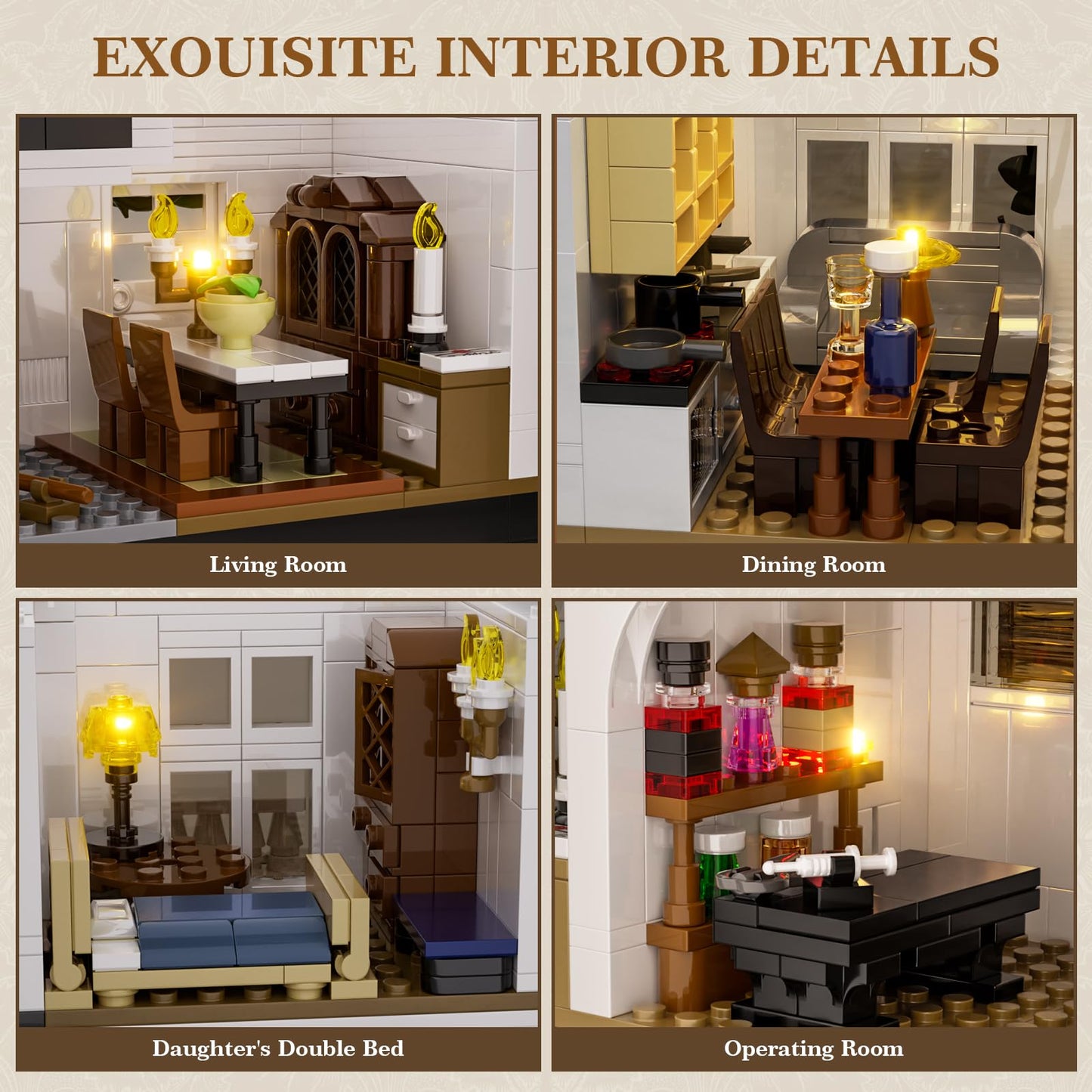 ZIQILIGHTING Magic House Building Set with LED Light – Owens House 1877-Piece Architecture Kit