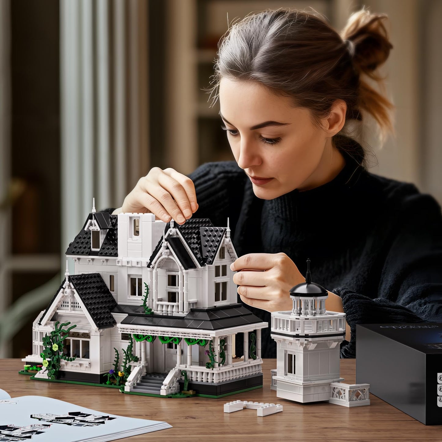 ZIQILIGHTING Magic House Building Set with LED Light – Owens House 1877-Piece Architecture Kit