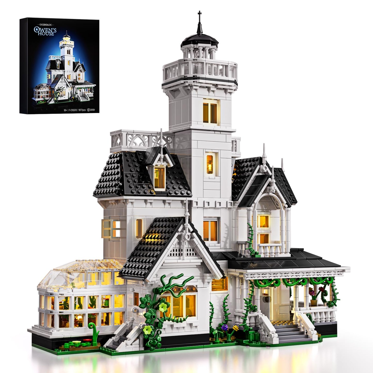ZIQILIGHTING Magic House Building Set with LED Light – Owens House 1877-Piece Architecture Kit