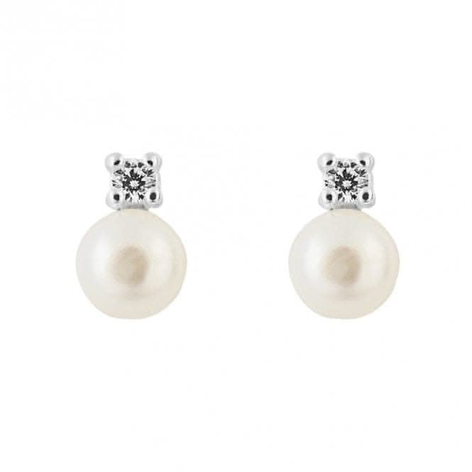 Zirconia Pearl Stud Earrings E6236W