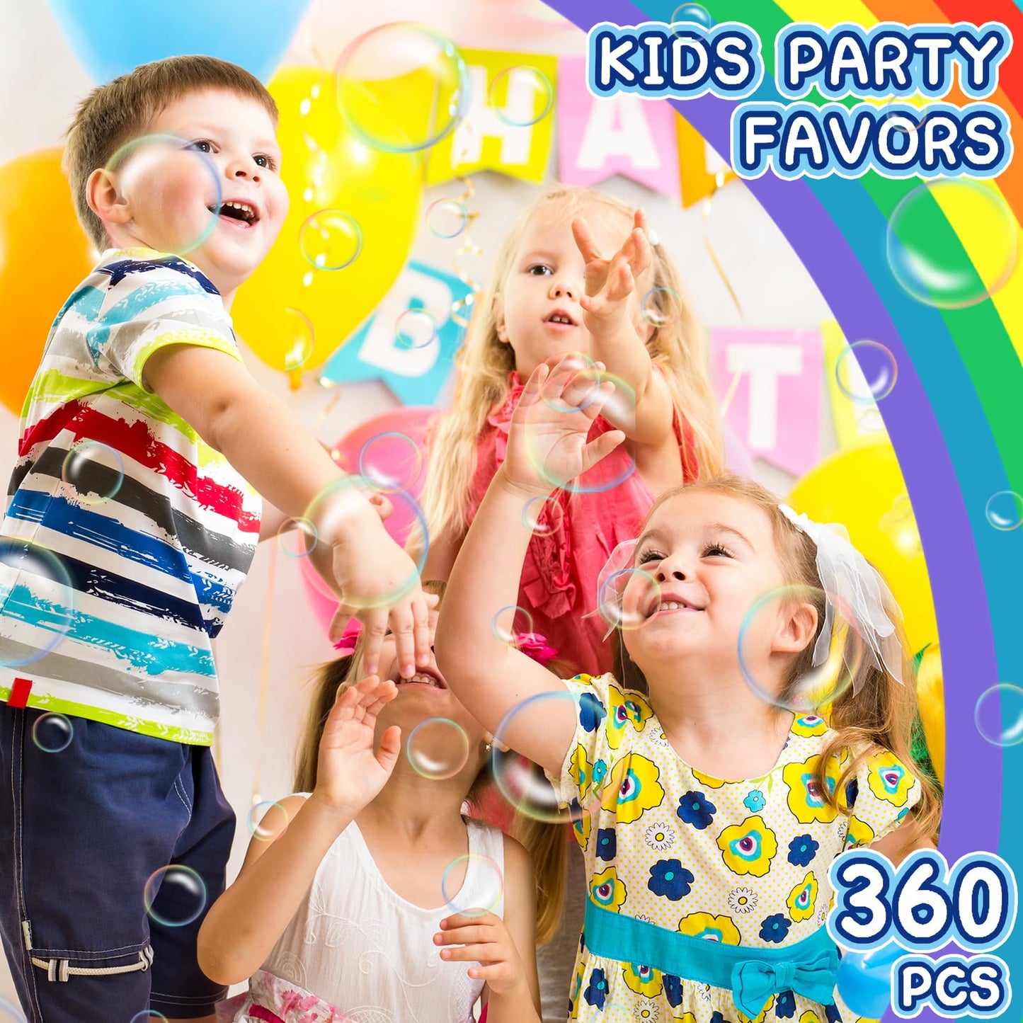 ZIRSENG 360-Piece Mini Bubble Wands in 10 Colors | Party Favors Bulk for Kids
