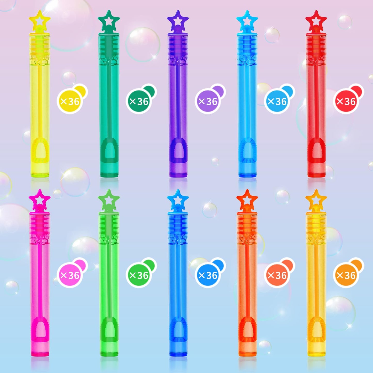 ZIRSENG 360-Piece Mini Bubble Wands in 10 Colors | Party Favors Bulk for Kids