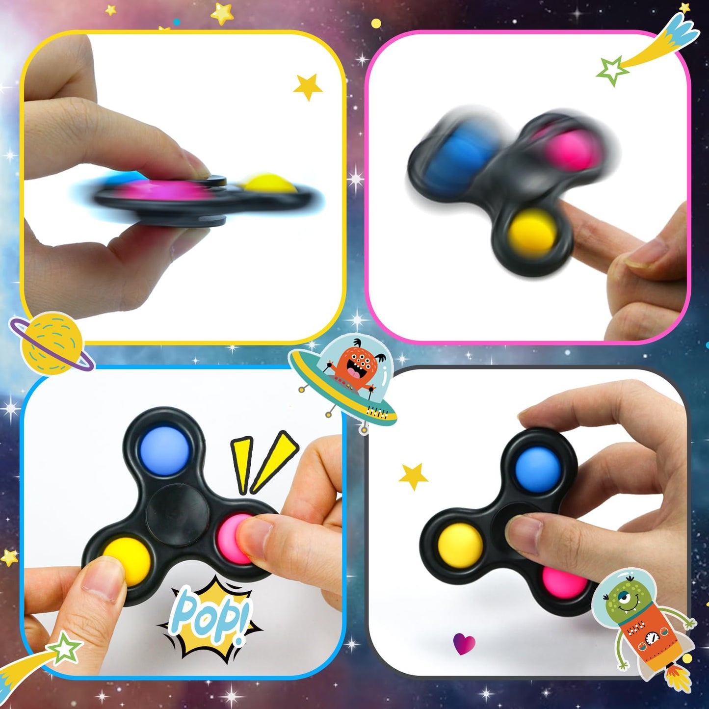 ZIRSENG 28-Pack Valentines Spinner Set with Alien Cards – Classroom Gifts