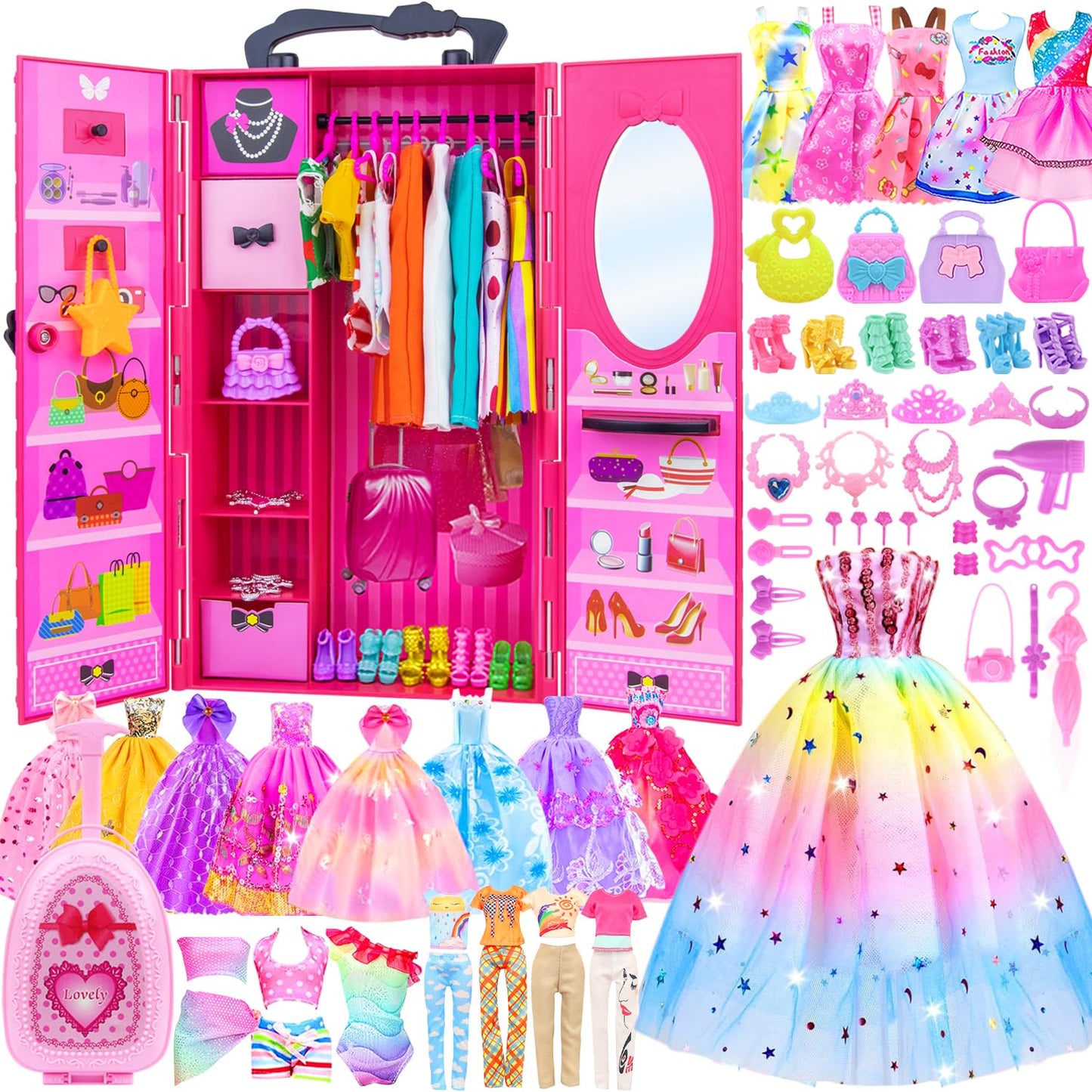 ZITA ELEMENT 11.5-Inch Doll Wardrobe Set – 101-Piece Clothes & Accessories for 11.5-Inch Dolls