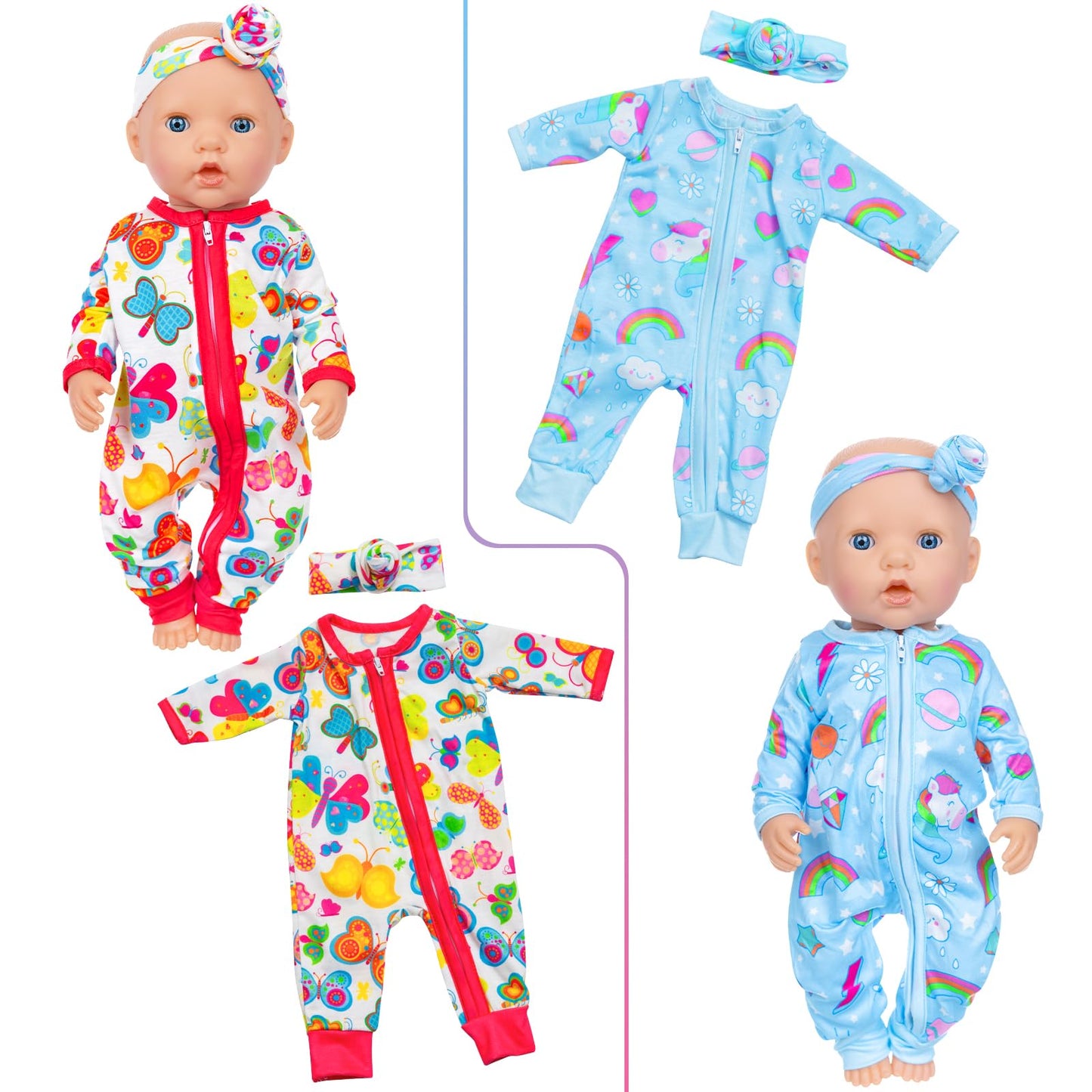 ZITA ELEMENT 5 Sets 14-18 Inch Doll Clothes Outfits — 10 Pcs for 15–18 Inch Dolls