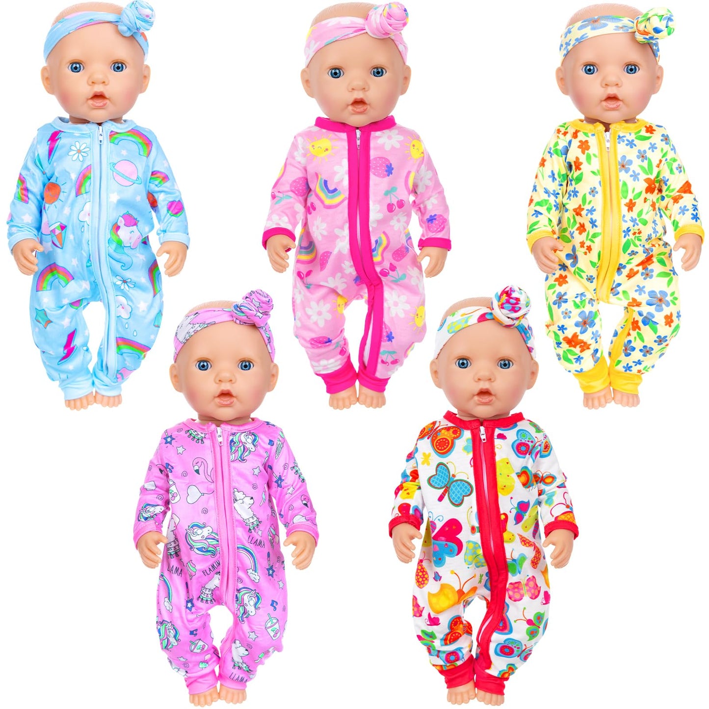 ZITA ELEMENT 5 Sets 14-18 Inch Doll Clothes Outfits — 10 Pcs for 15–18 Inch Dolls