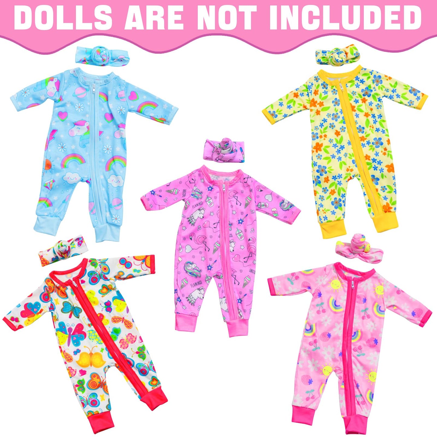 ZITA ELEMENT 5 Sets 14-18 Inch Doll Clothes Outfits — 10 Pcs for 15–18 Inch Dolls