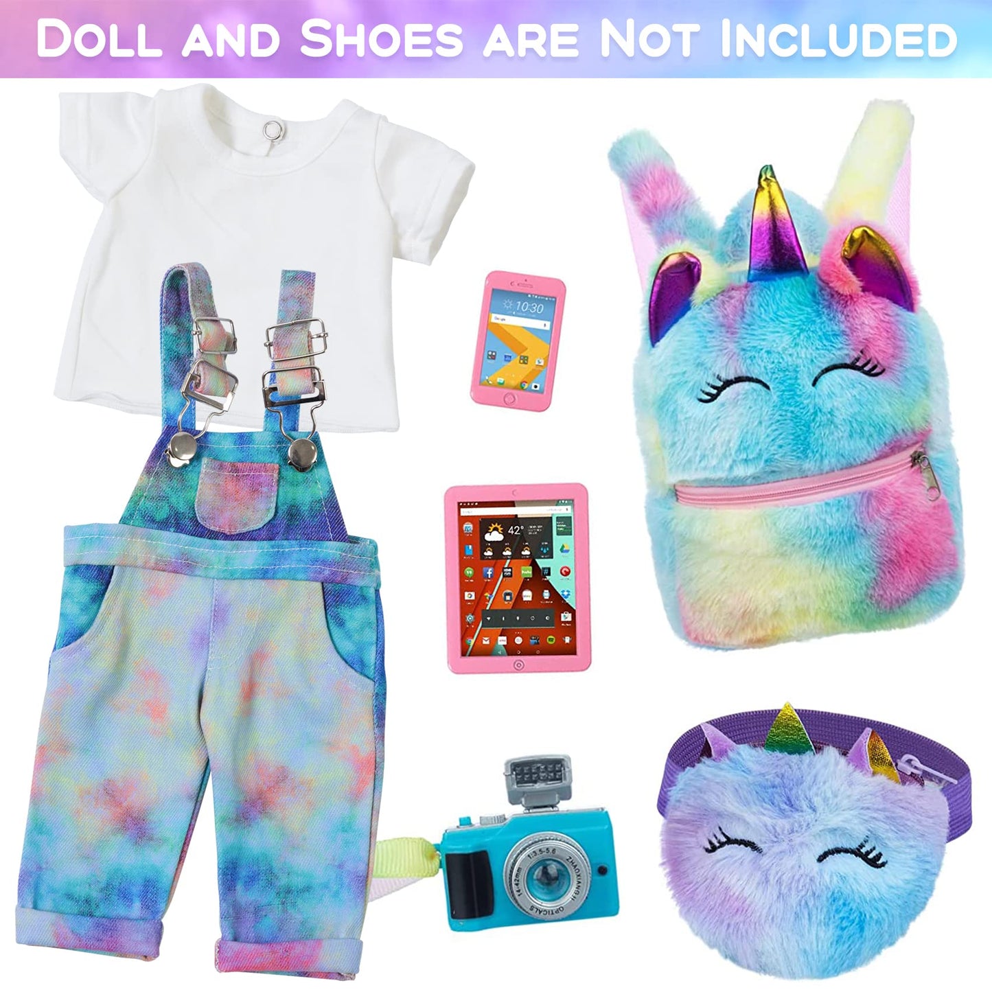 ZITA ELEMENT 7-Pcs 18-Inch Doll Clothes & Accessories Set