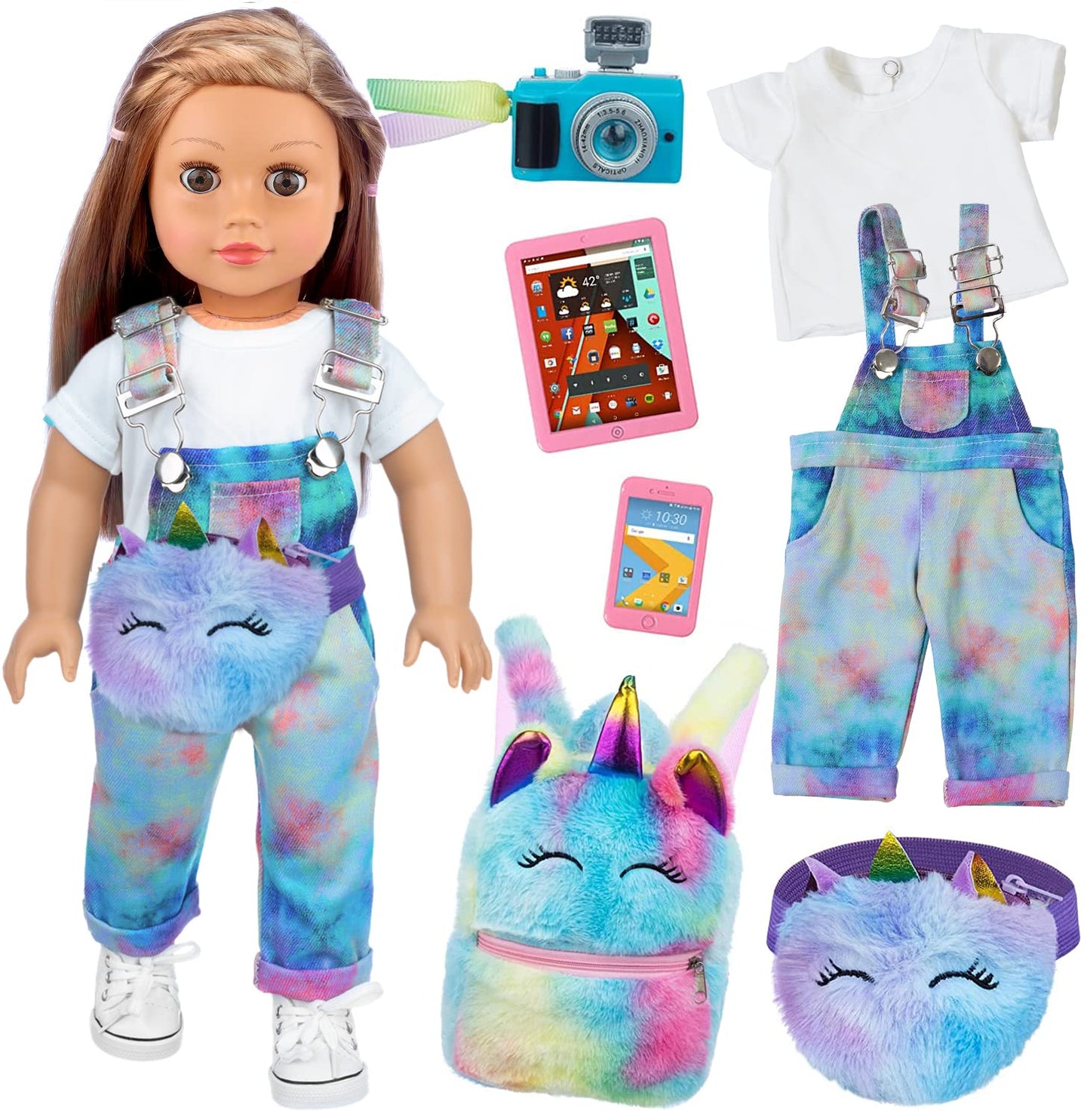 ZITA ELEMENT 7-Pcs 18-Inch Doll Clothes & Accessories Set